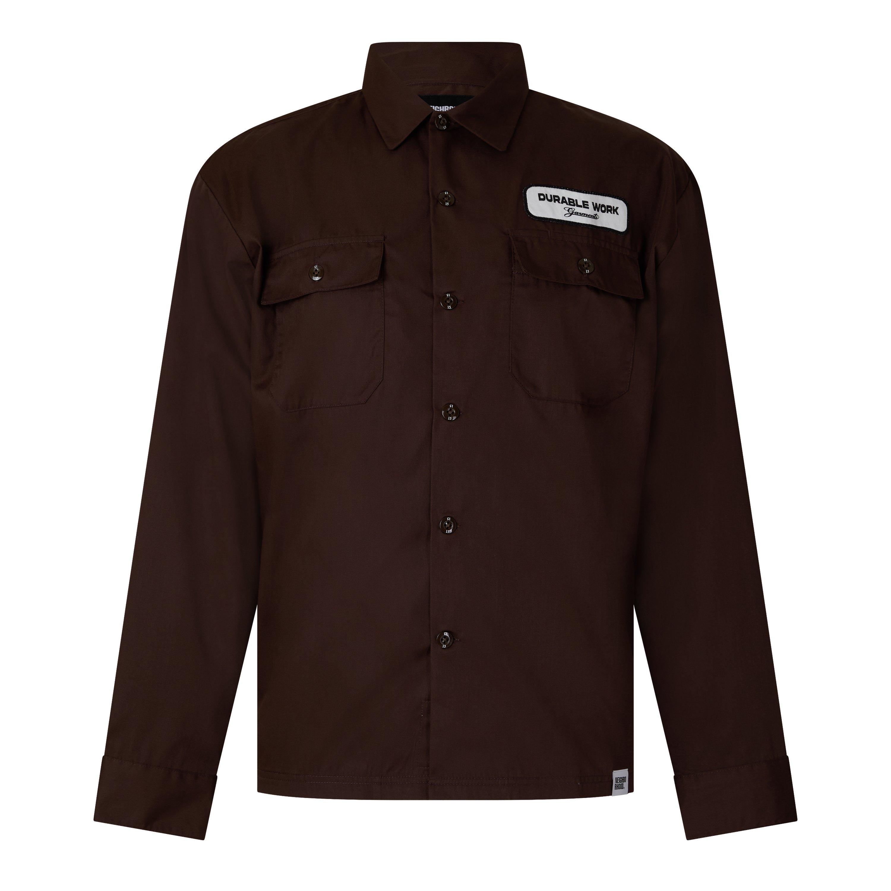 Brown - Neighborhood - Men's Long Sleeve Plain Shirt - 1
