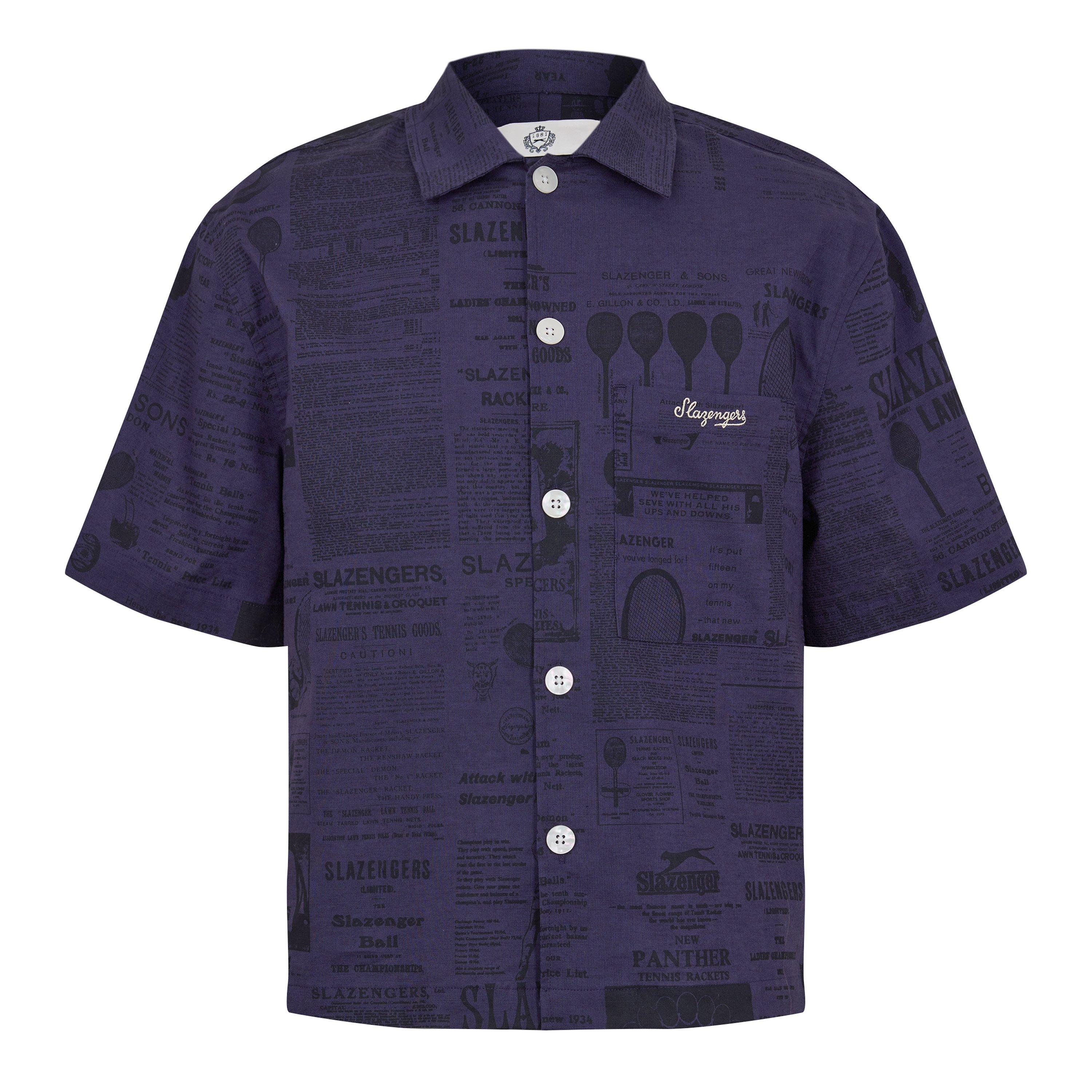 Navy - Slazenger Off-Court - Off-Court Men’s Back Page Woven Shirt - 1