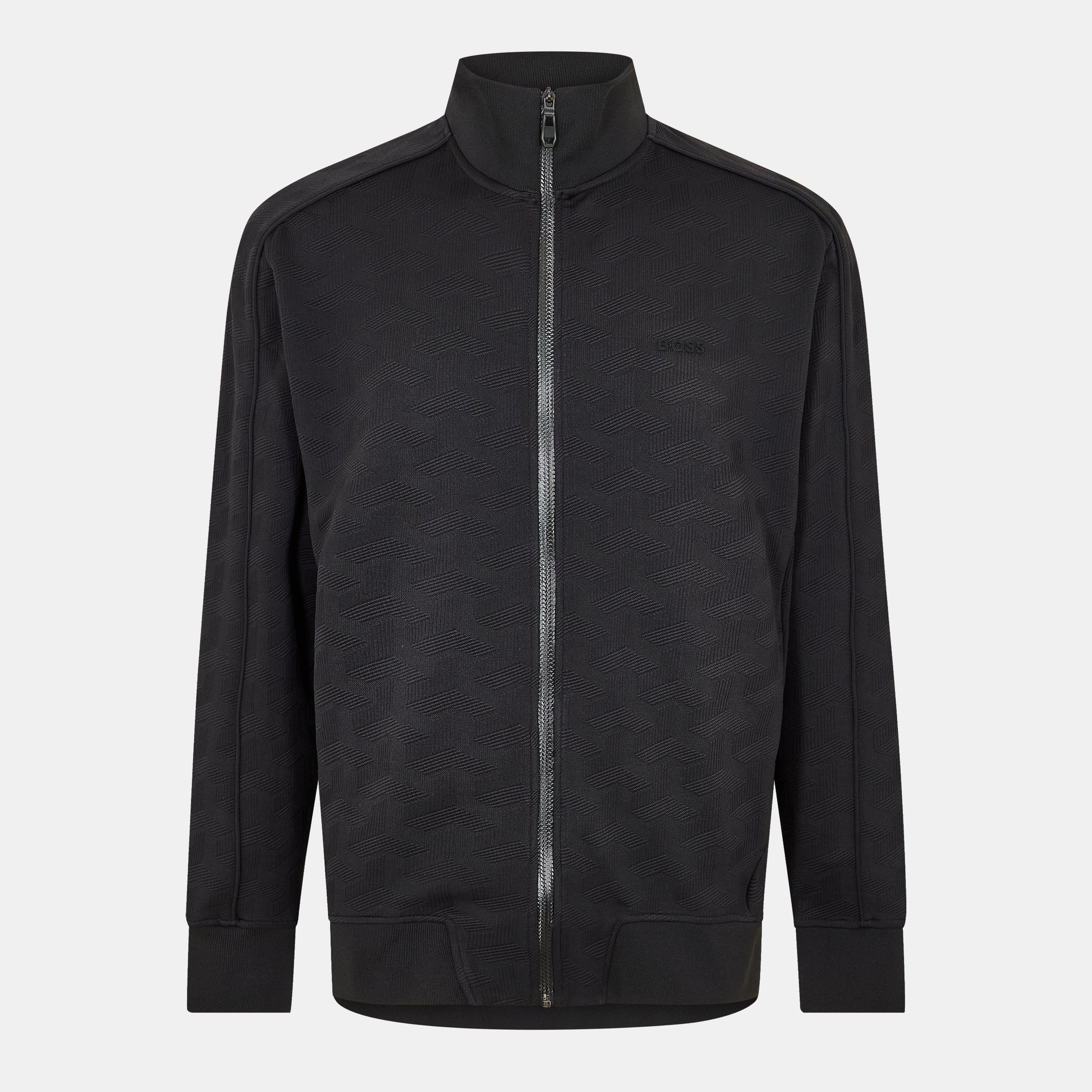 Black 001 - Boss - Men's Mirror Green Full Zip Fleece Hoodie - 1
