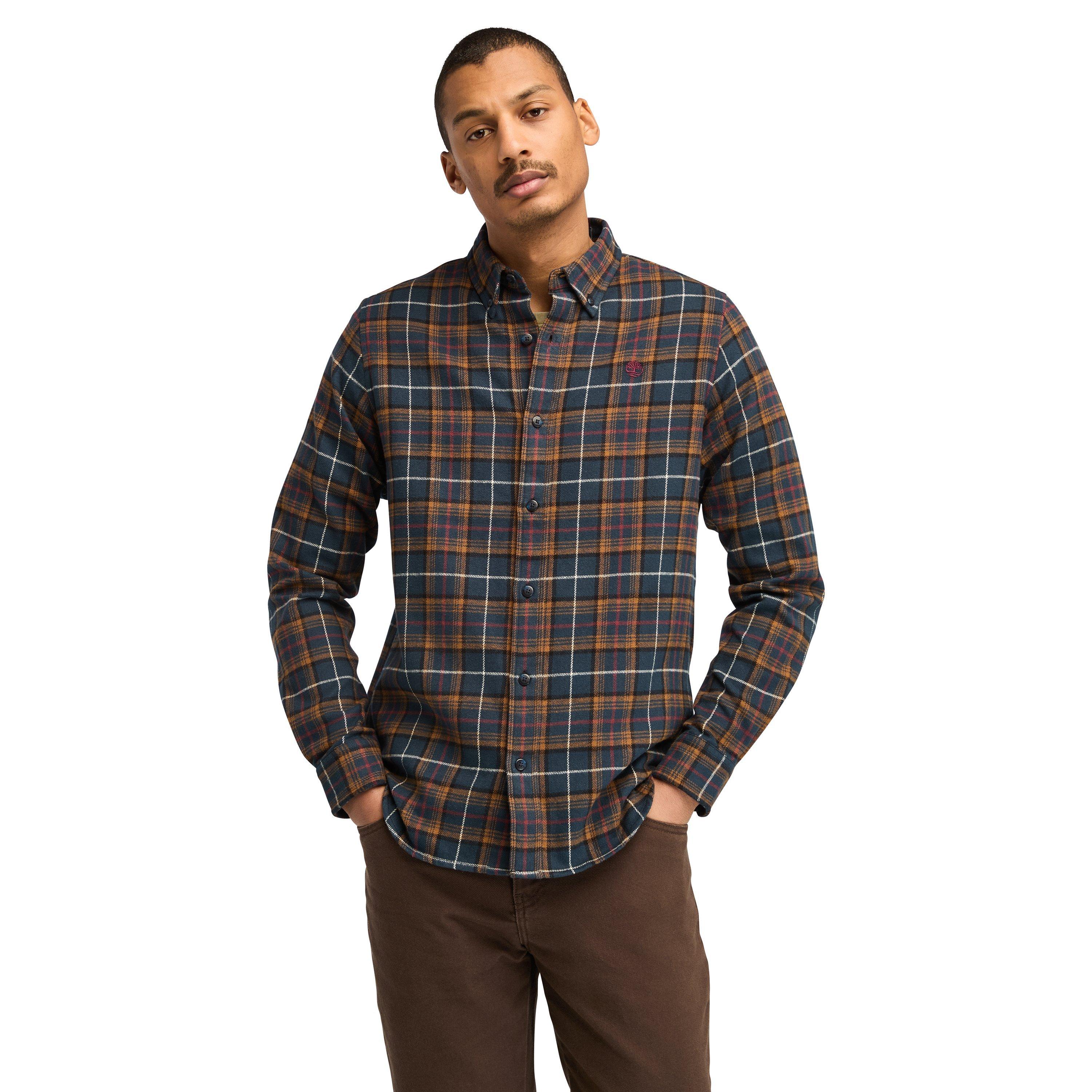 Dark Sapphire - Timberland - Men's Midweight Flannel Check Dark Long-Sleeve Patterned Shirt - 1