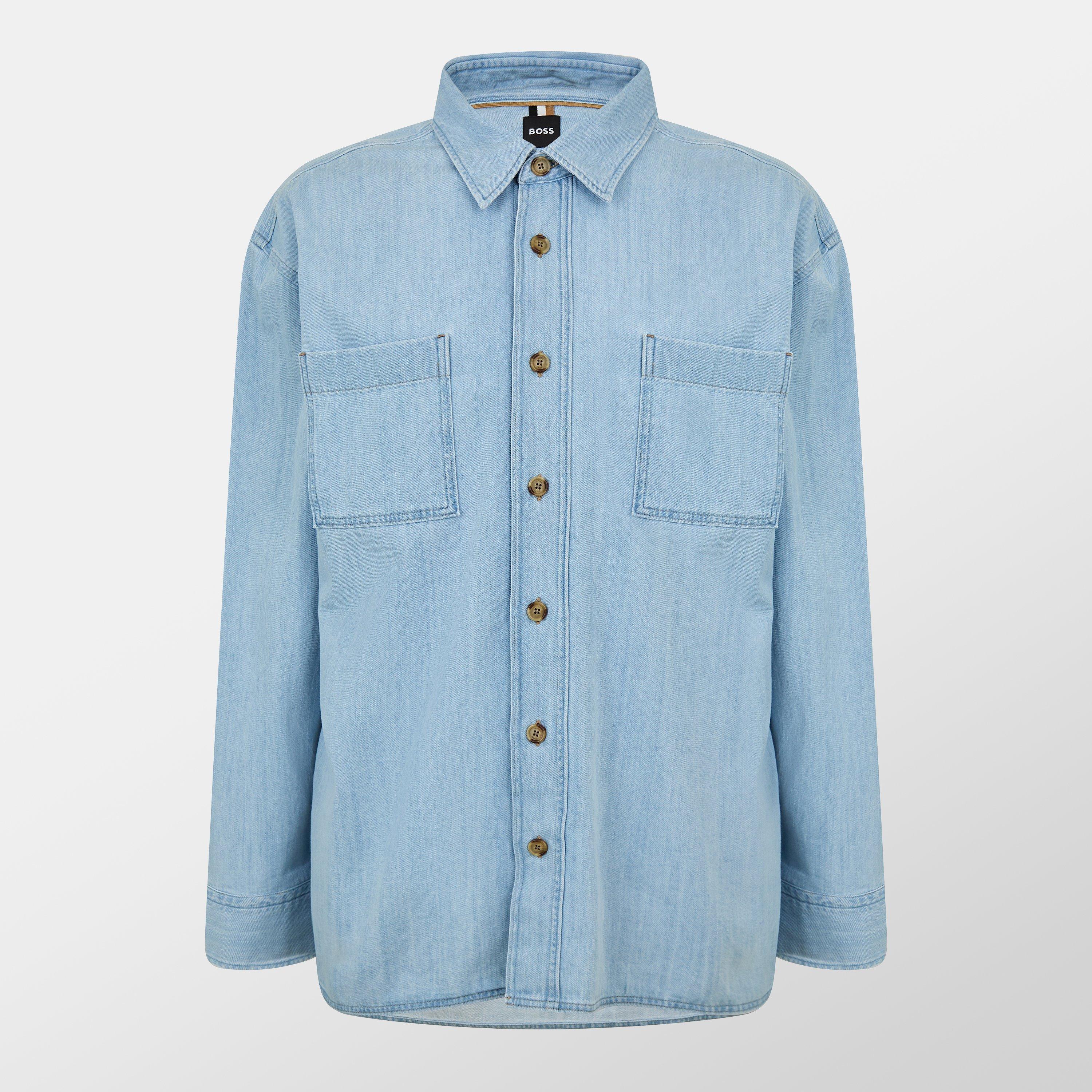 Lt Pas Blue 450 - Boss - Men's H-CORY Denim Long Sleeve Patterned Shirt - 1