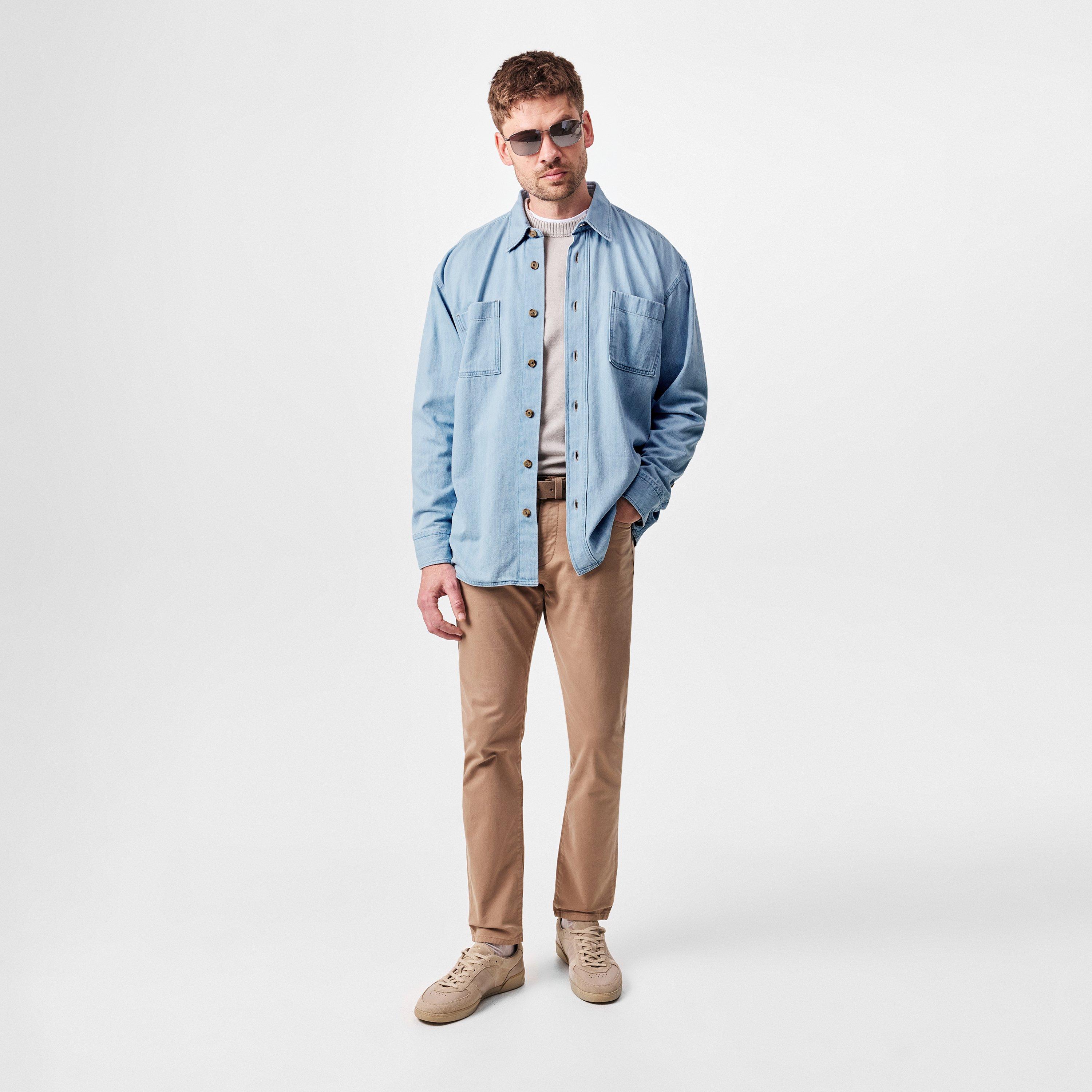 Lt Pas Blue 450 - Boss - Men's HBB HCORY Denim Patterned Long-Sleeve Shirt - 6