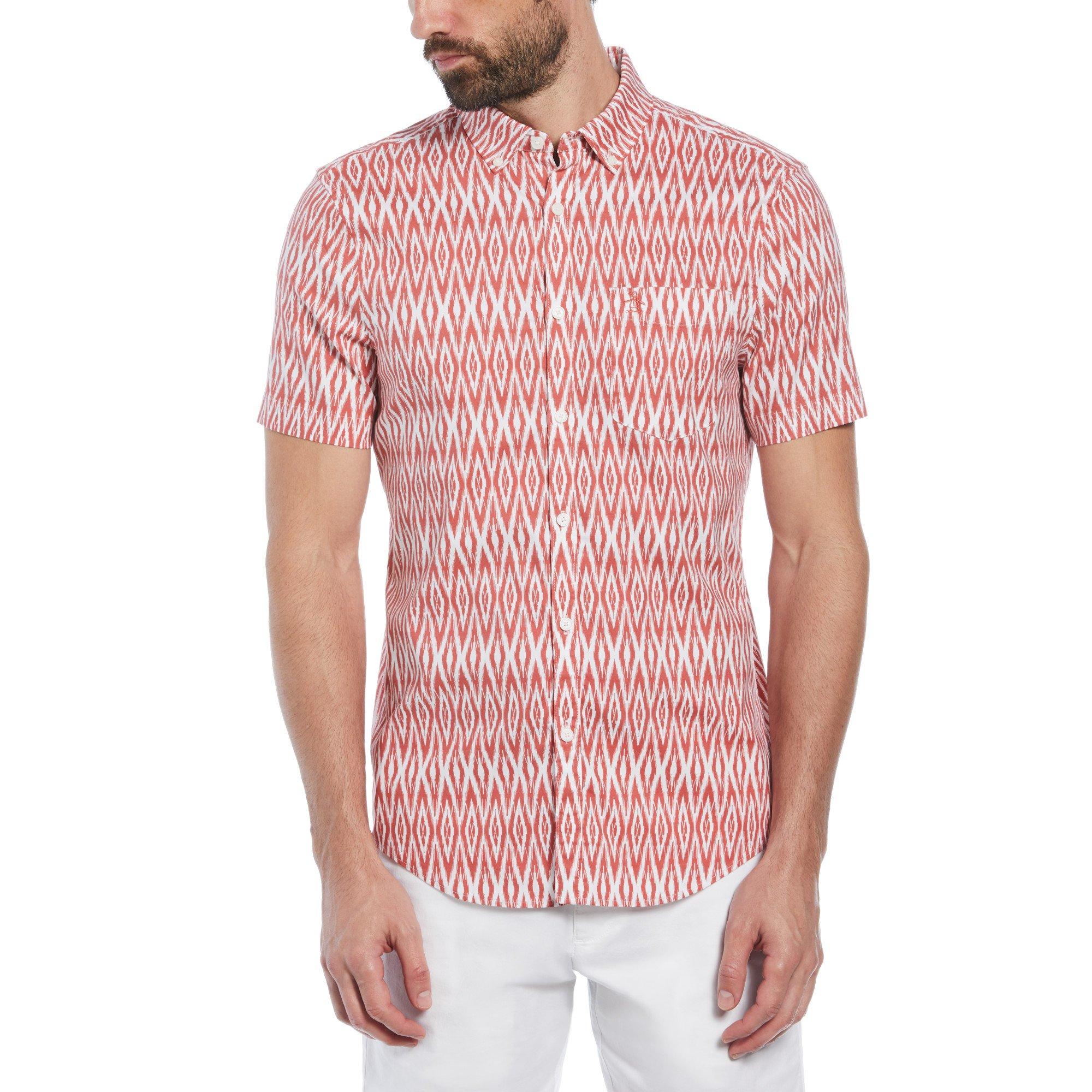 Mineral Red - Original Penguin - Men's Diamond Pattern Short Sleeve Shirt - 1