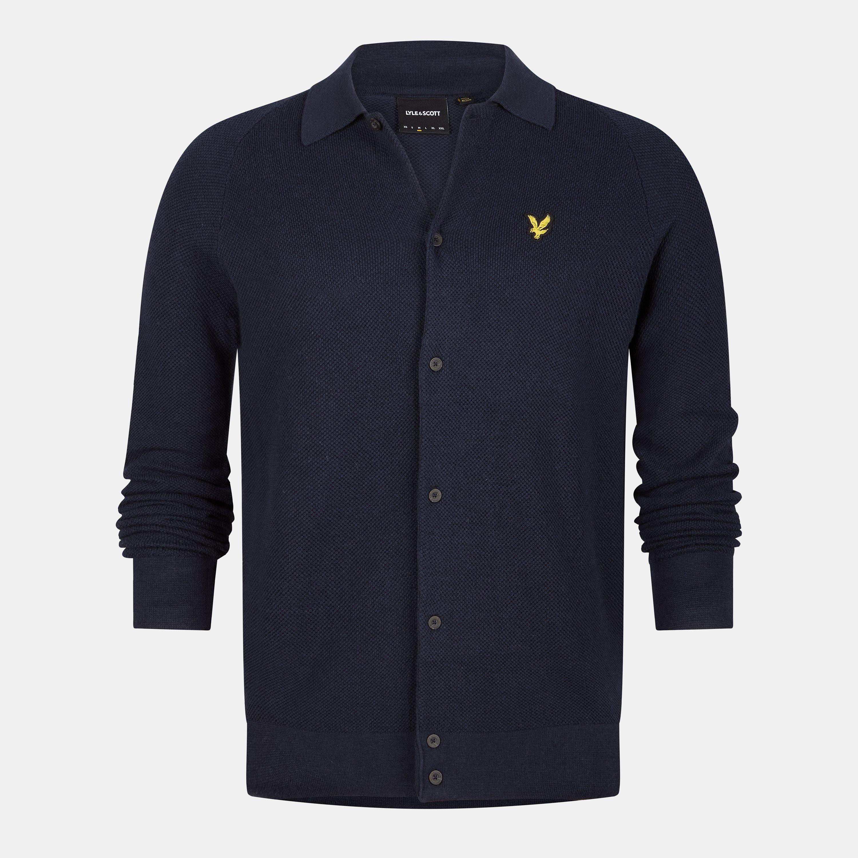 Lyle and Scott Men's Linen Knitted Long-Sleeve Plain Shirt