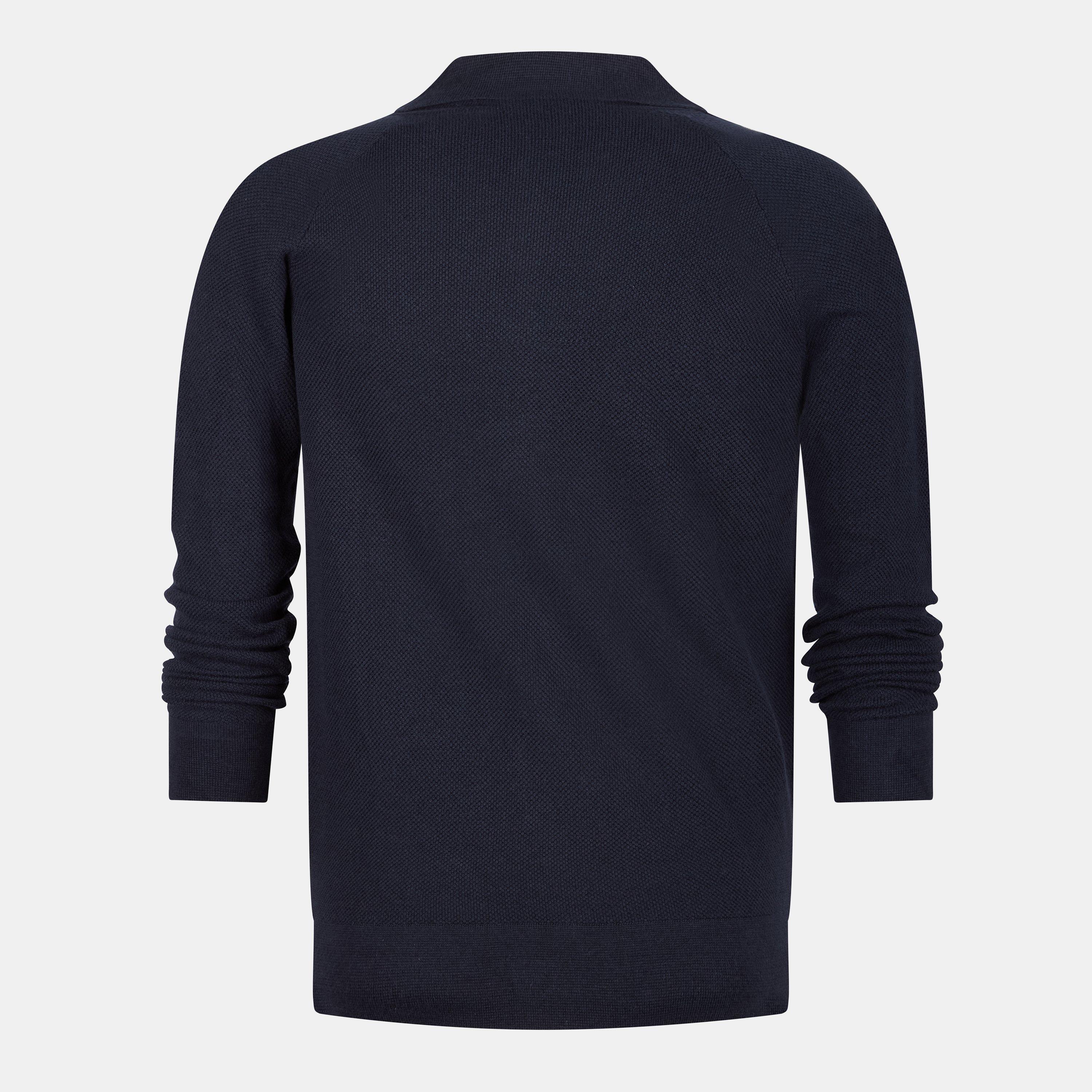 Dark Navy - Lyle and Scott - Men's Linen Knitted Long-Sleeve Plain Shirt - 2
