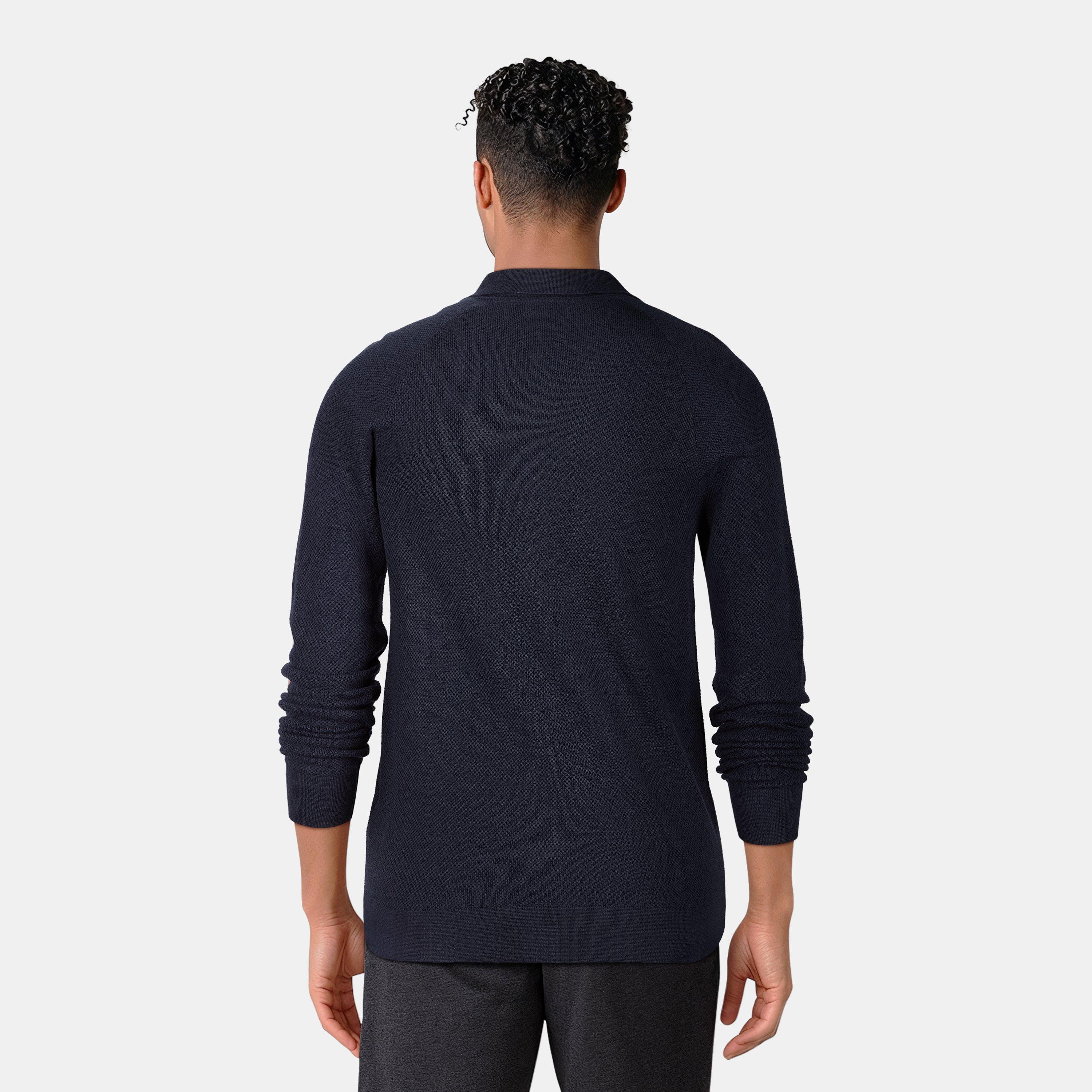Dark Navy - Lyle and Scott - Men's Linen Knitted Long-Sleeve Plain Shirt - 4
