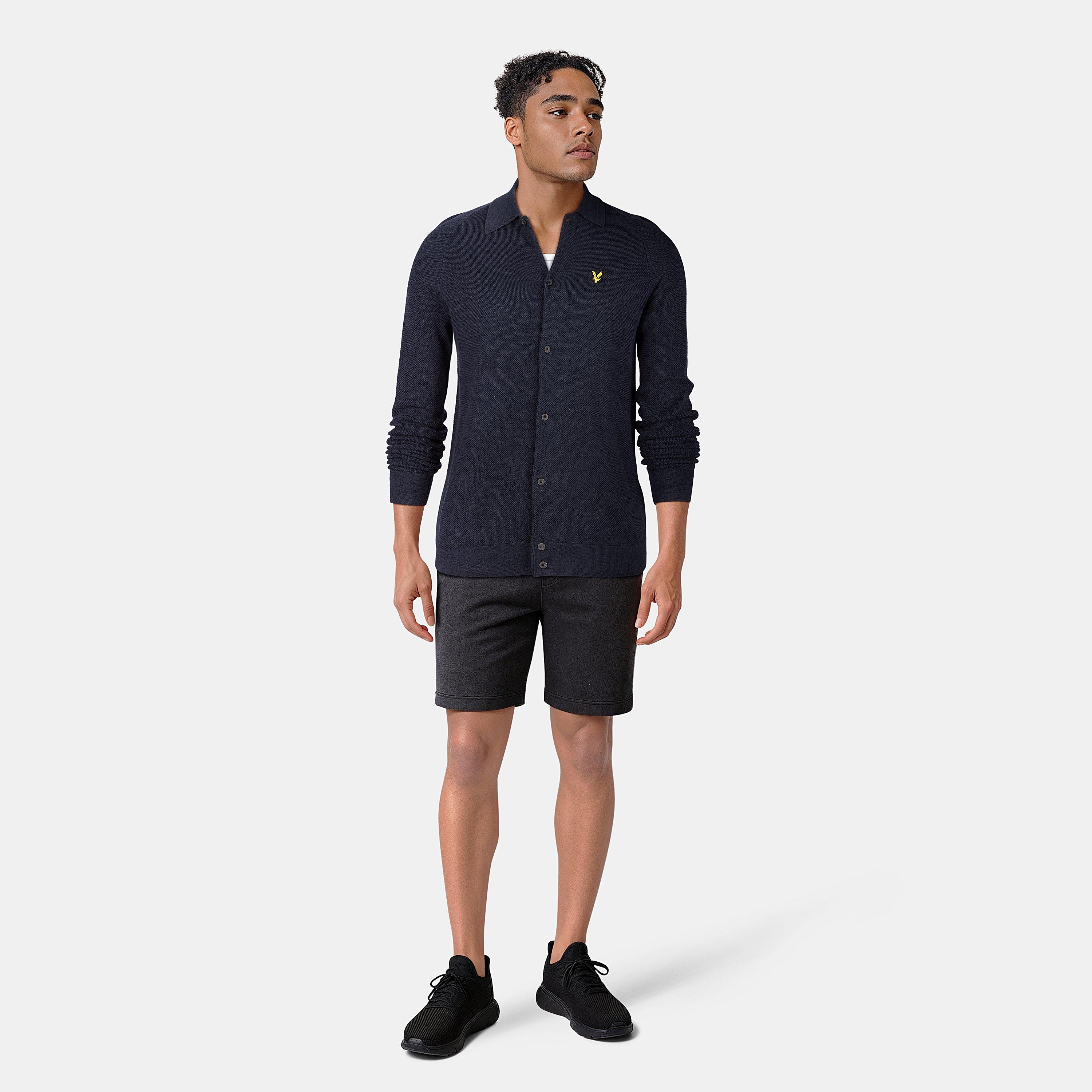Dark Navy - Lyle and Scott - Men's Linen Knitted Long-Sleeve Plain Shirt - 6