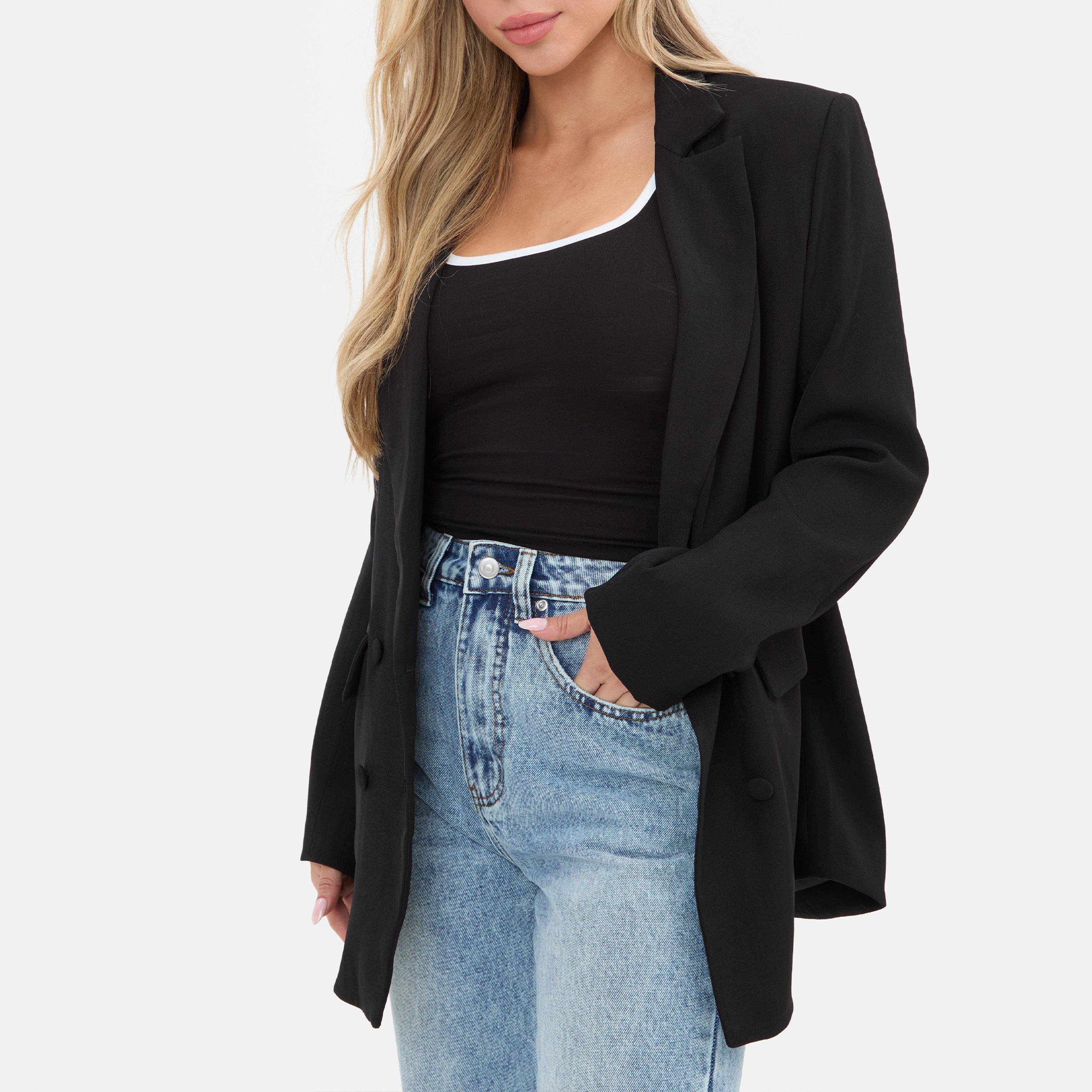 Schwarz - I Saw It First - Women's Soft Woven Long Sleeve Blazer - 2