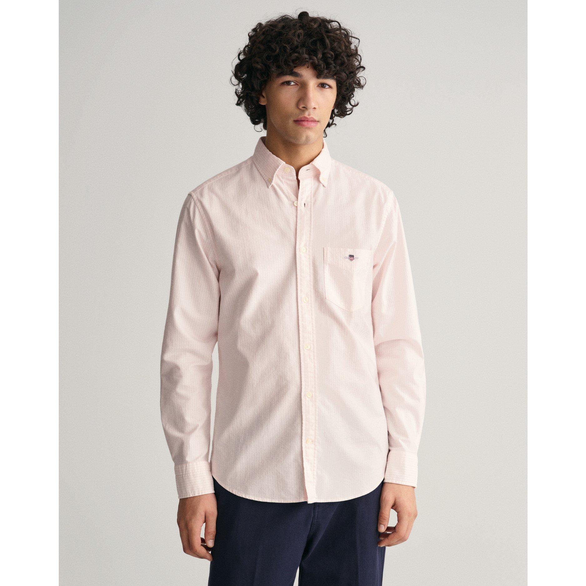 Gant Regular Fit Banker Stripe Classic Oxford Shirt - Pale Pink 662 - S