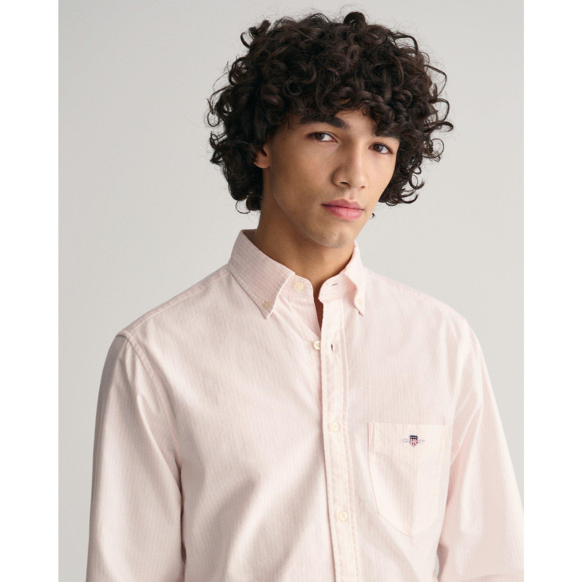 Rose pâle 662 - Gant - Regular Fit Banker Stripe Classic Oxford Shirt - 4