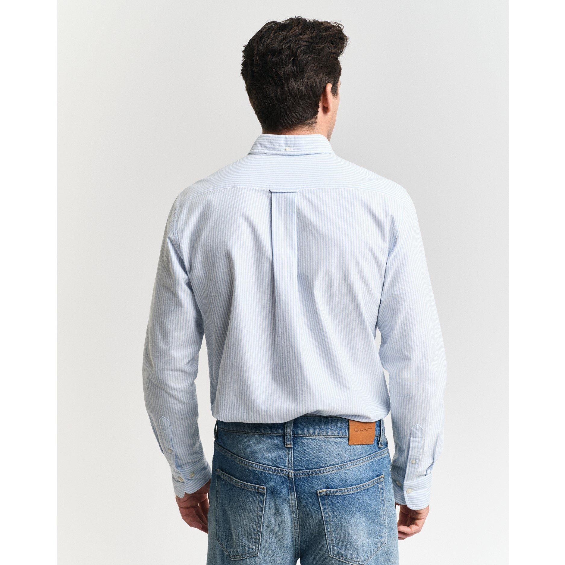 Pale Blue 455 - Gant - Regular Fit Banker Stripe Classic Oxford Shirt - 2