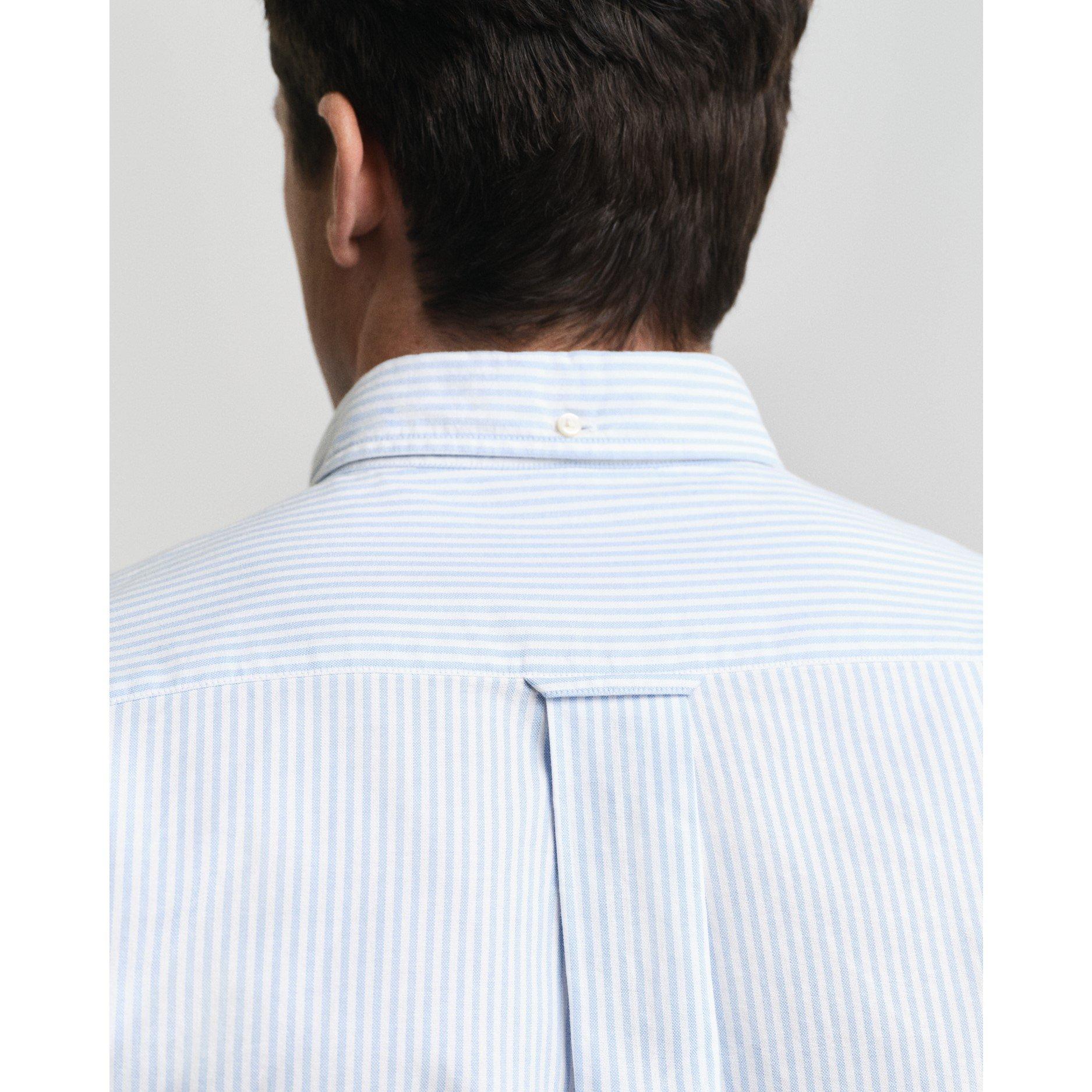 Pale Blue 455 - Gant - Regular Fit Banker Stripe Classic Oxford Shirt - 5