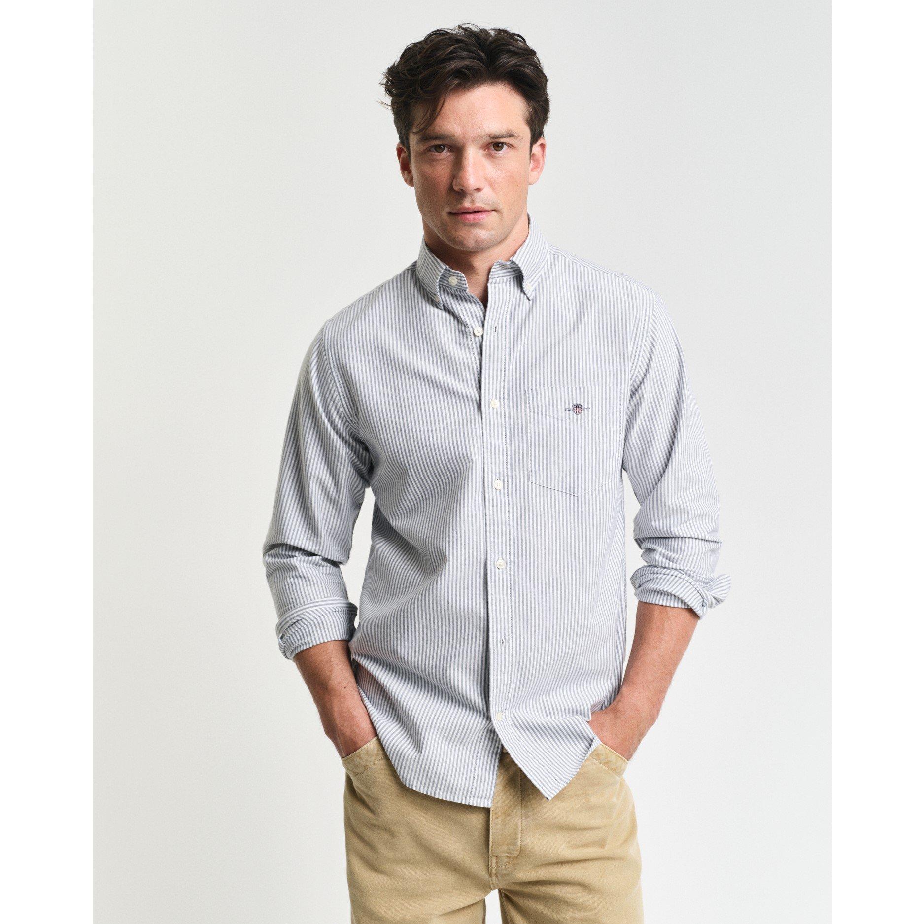Gant Regular Fit Banker Stripe Classic Oxford Shirt - Persian 423 - XL