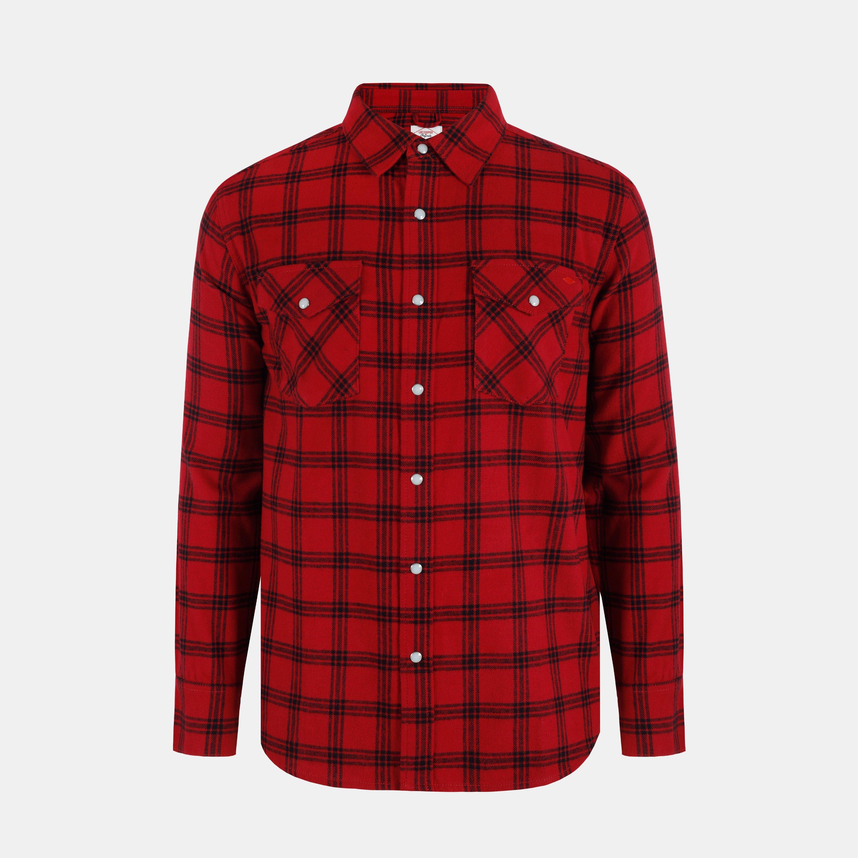 Red Flannel - Lee Cooper - Men's Check Long Sleeve Patterned Shirt - 1