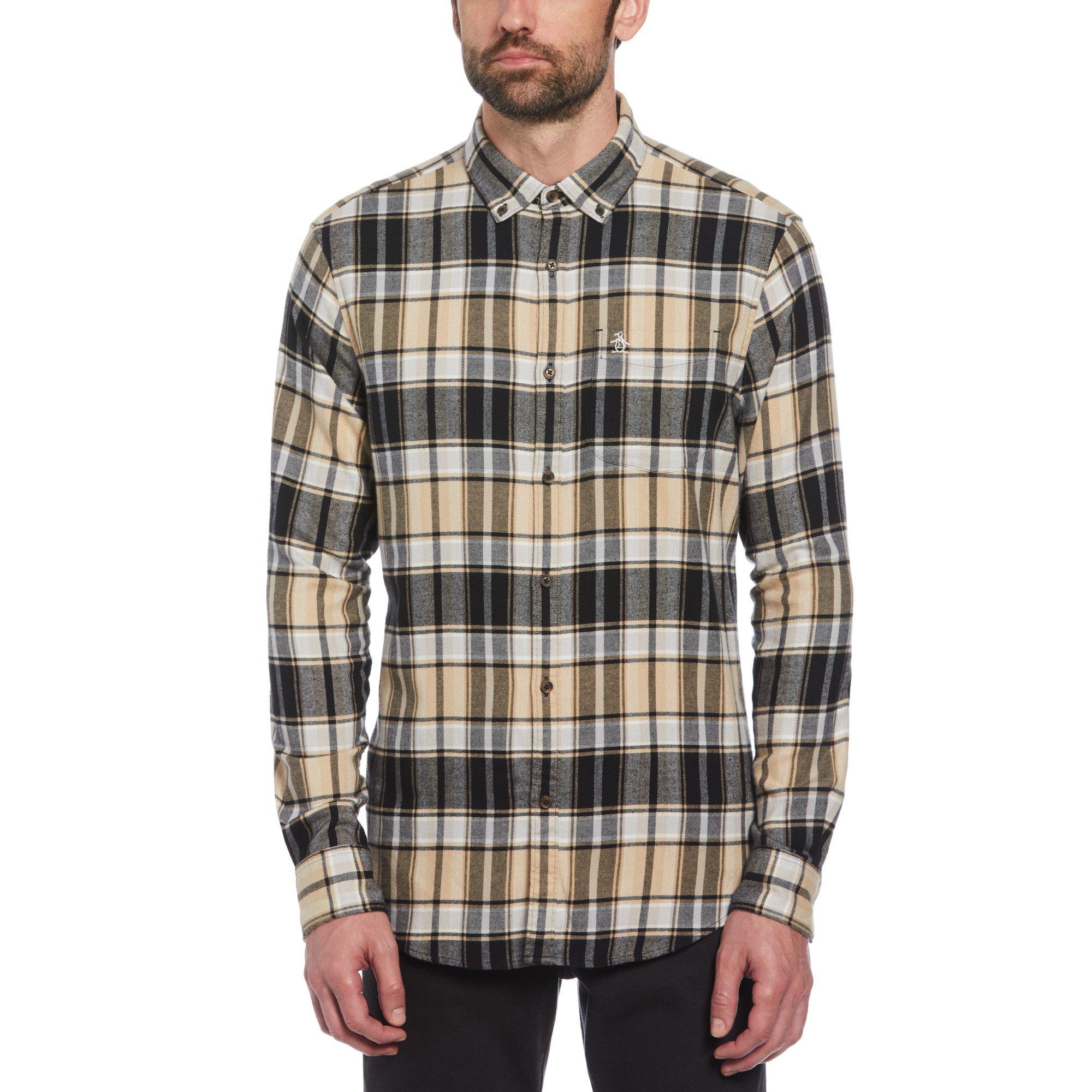True Black - Original Penguin - Men's Long Sleeve Patterned Shirt - 1