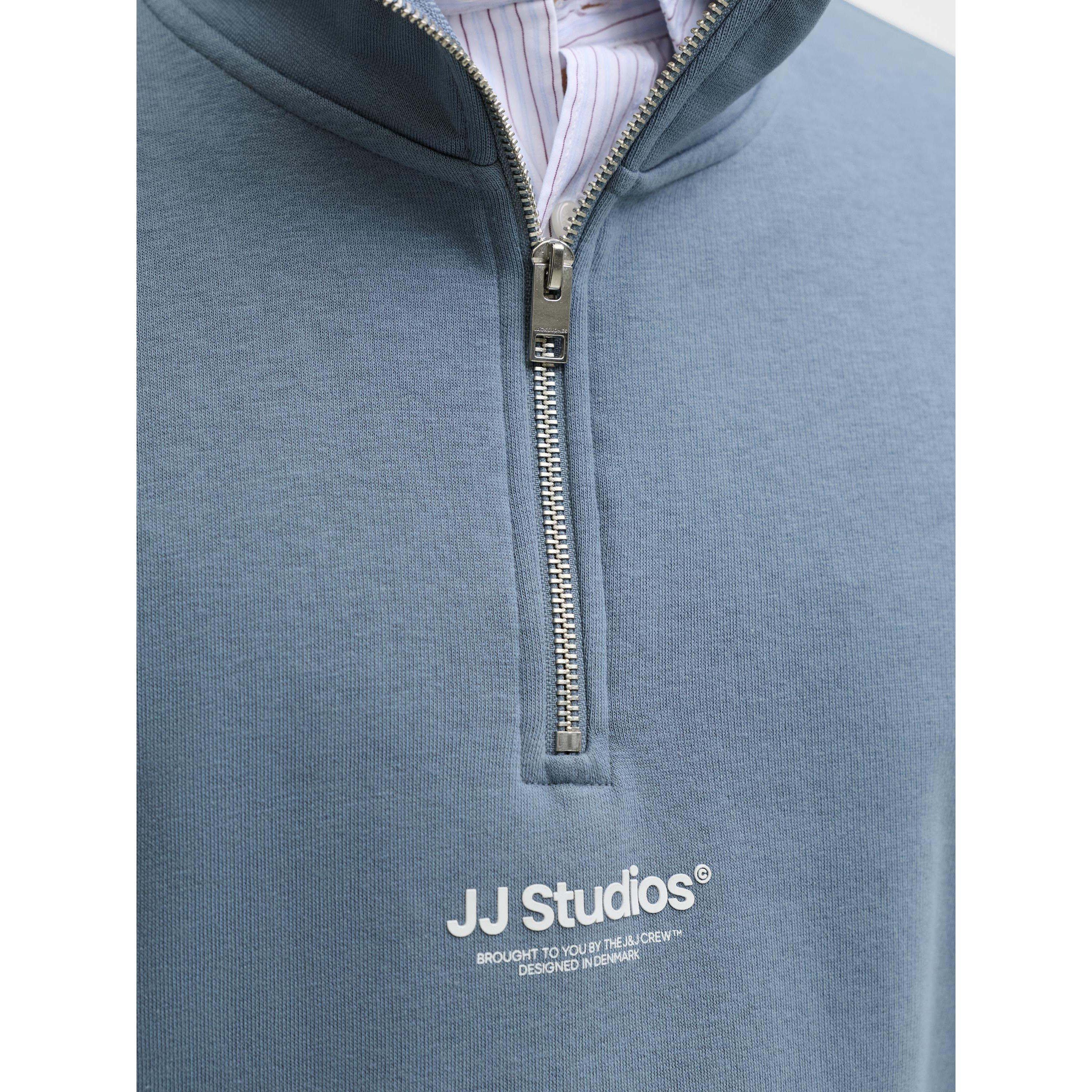 Mirage bleu - Jack and Jones - Men's Jjesoho Sweatshirt 1/4 Zip Cotton Fleece Top - 4