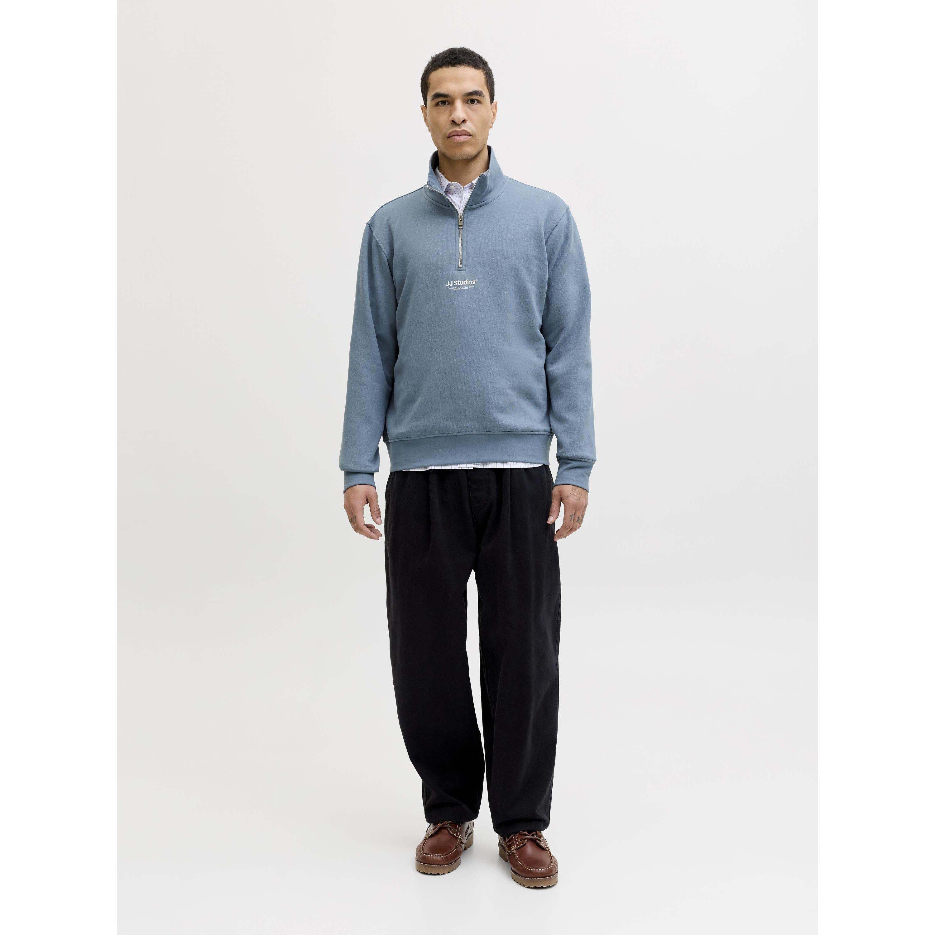 Mirage bleu - Jack and Jones - Men's Jjesoho Sweatshirt 1/4 Zip Cotton Fleece Top - 6