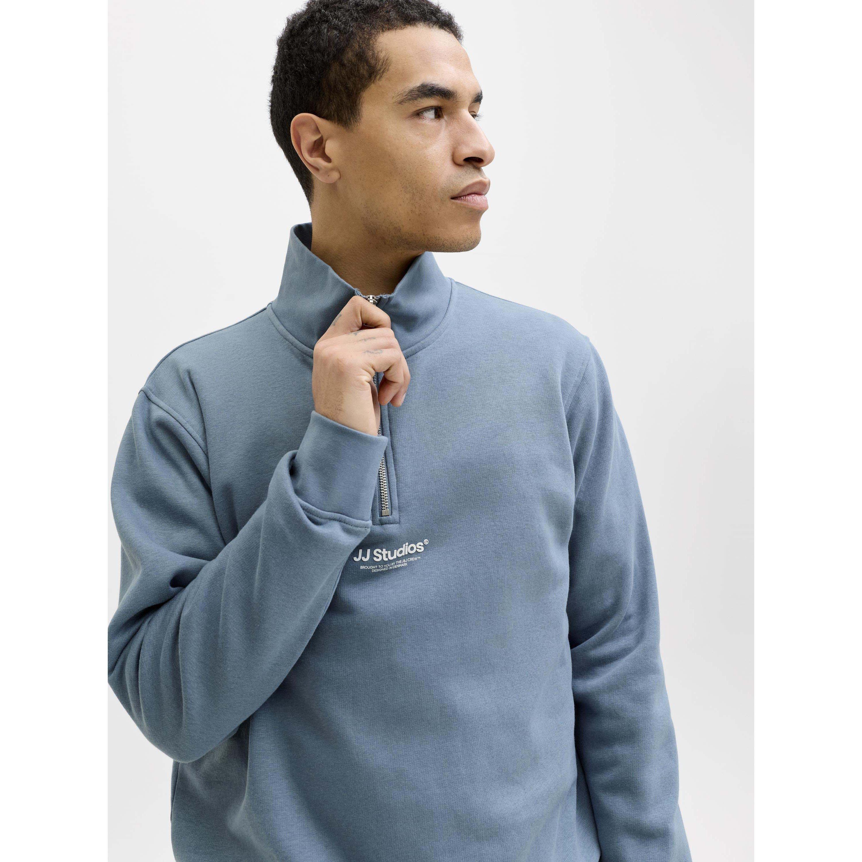 Mirage bleu - Jack and Jones - Men's Jjesoho Sweatshirt 1/4 Zip Cotton Fleece Top - 8