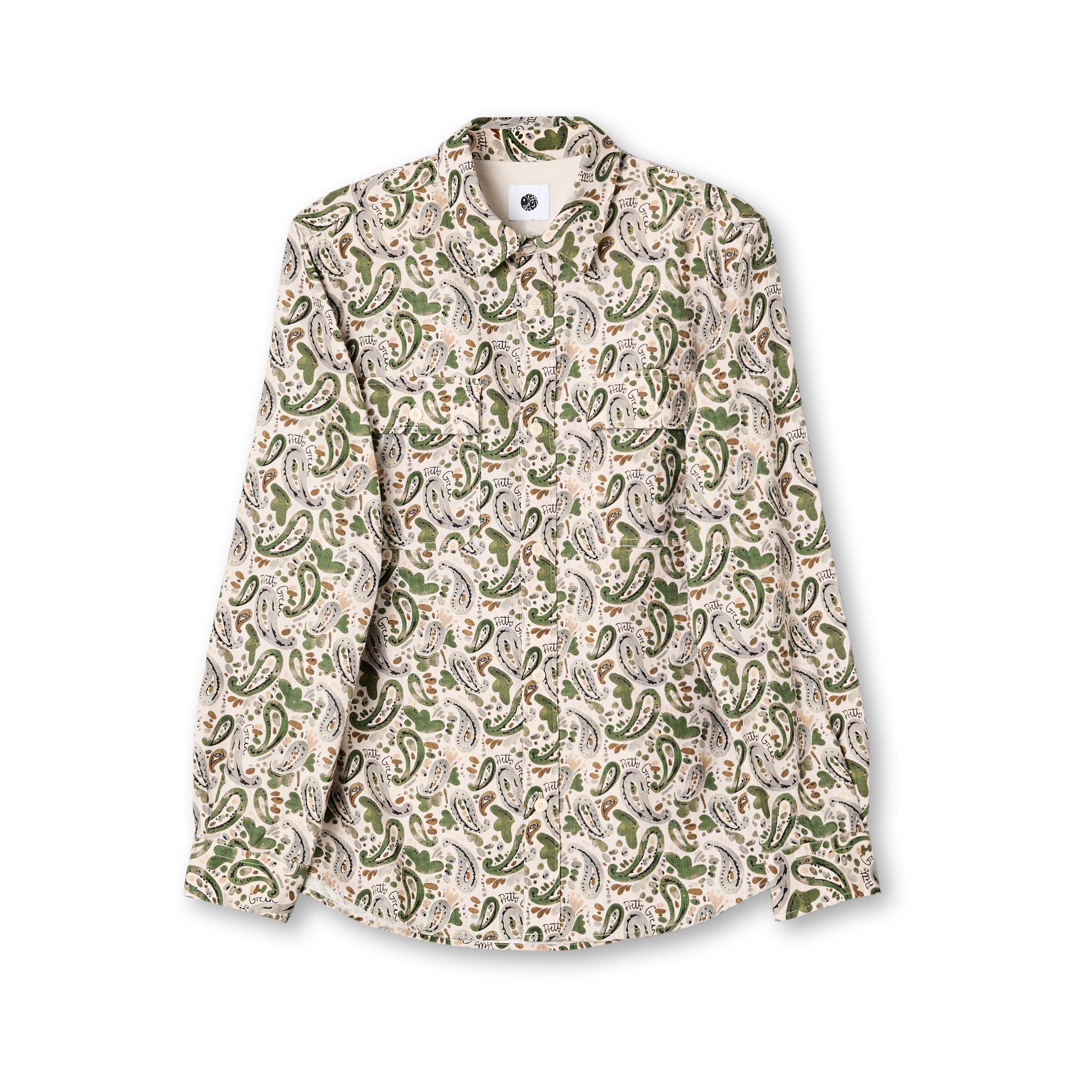 Pretty Green Men's Aquarelle Paisley Long-Sleeve Patterned Shirt - Stone - X Large