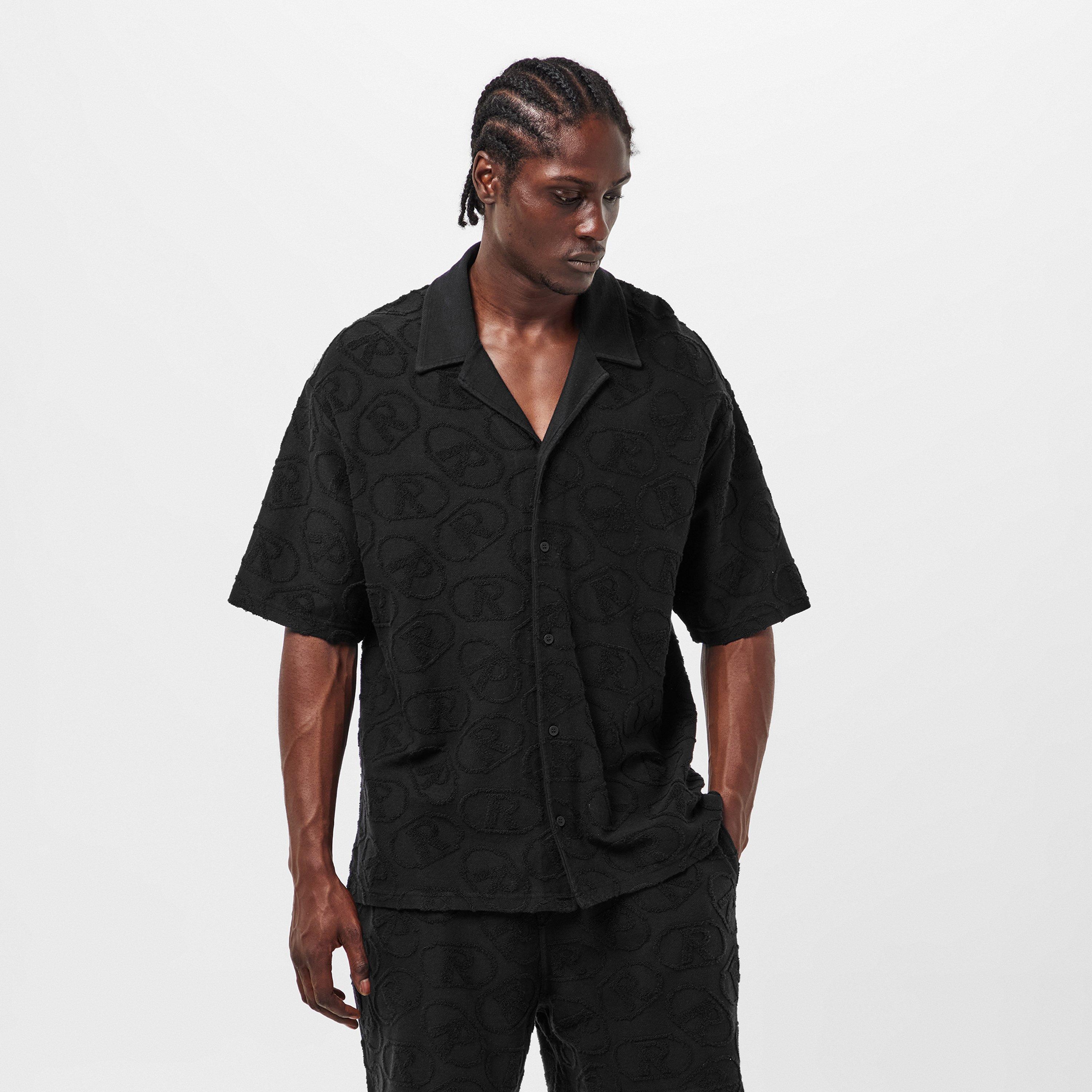 Black - Represent - Men's Rep All-over Towel Shirt, Towel Fabric - 3