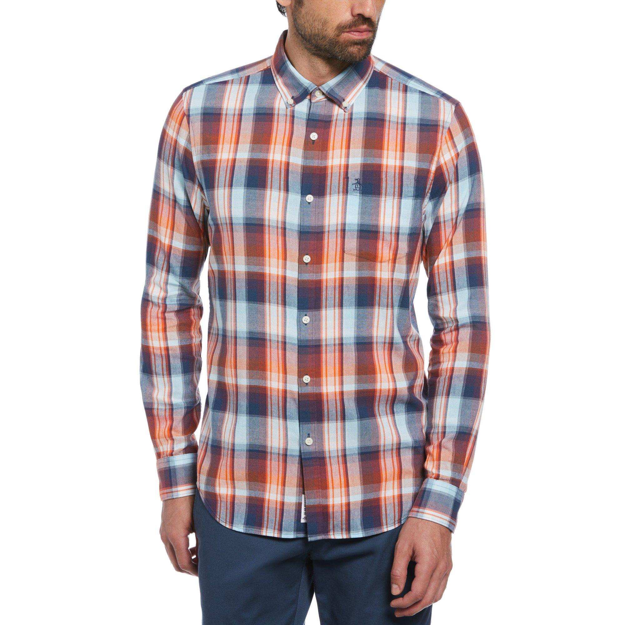 Sargasso Sea - Original Penguin - Men's Long Sleeve Plaid Tailored Fit Shirt - 1