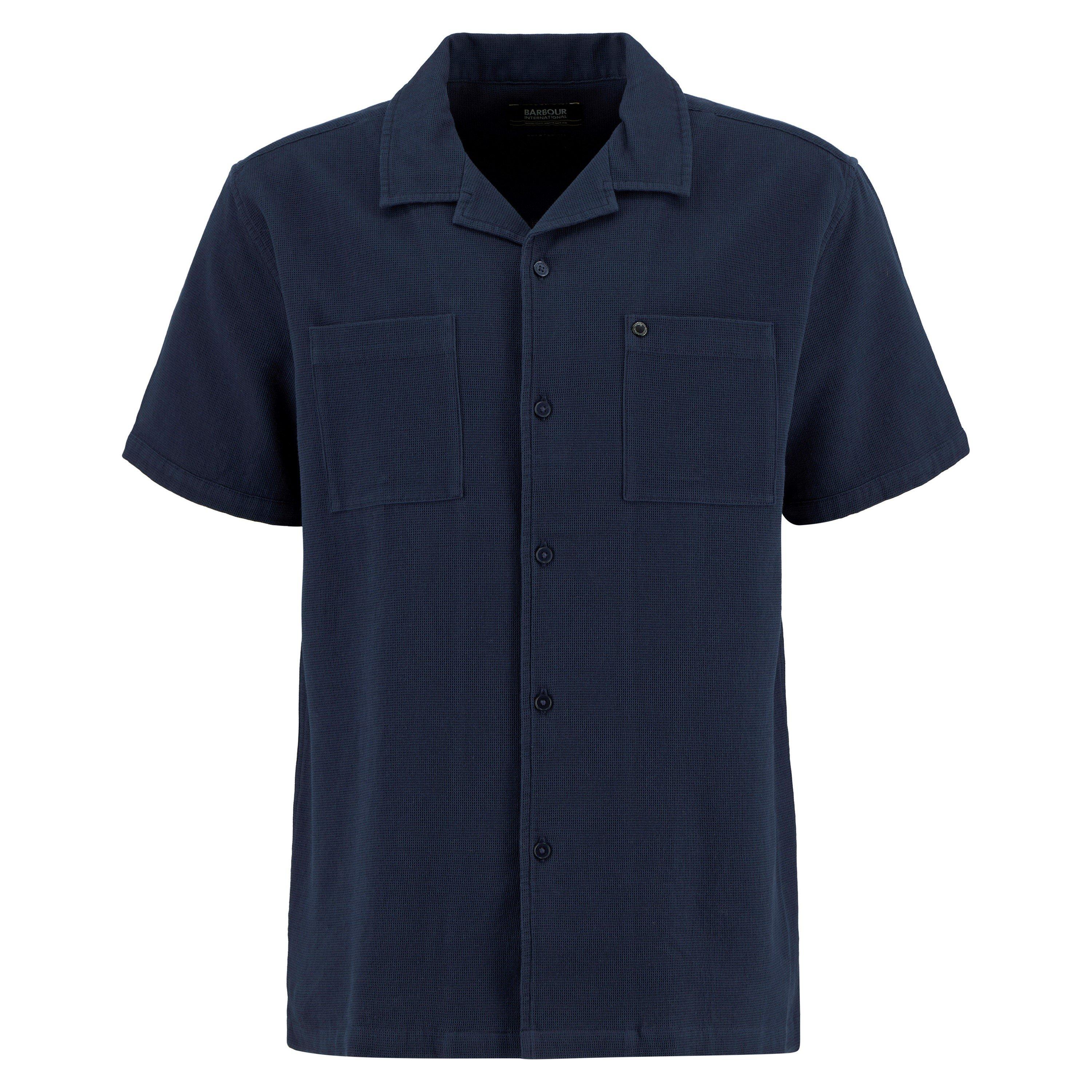 Navy NY91 - Barbour International - Men's Plain Short Sleeve Shirt - 1