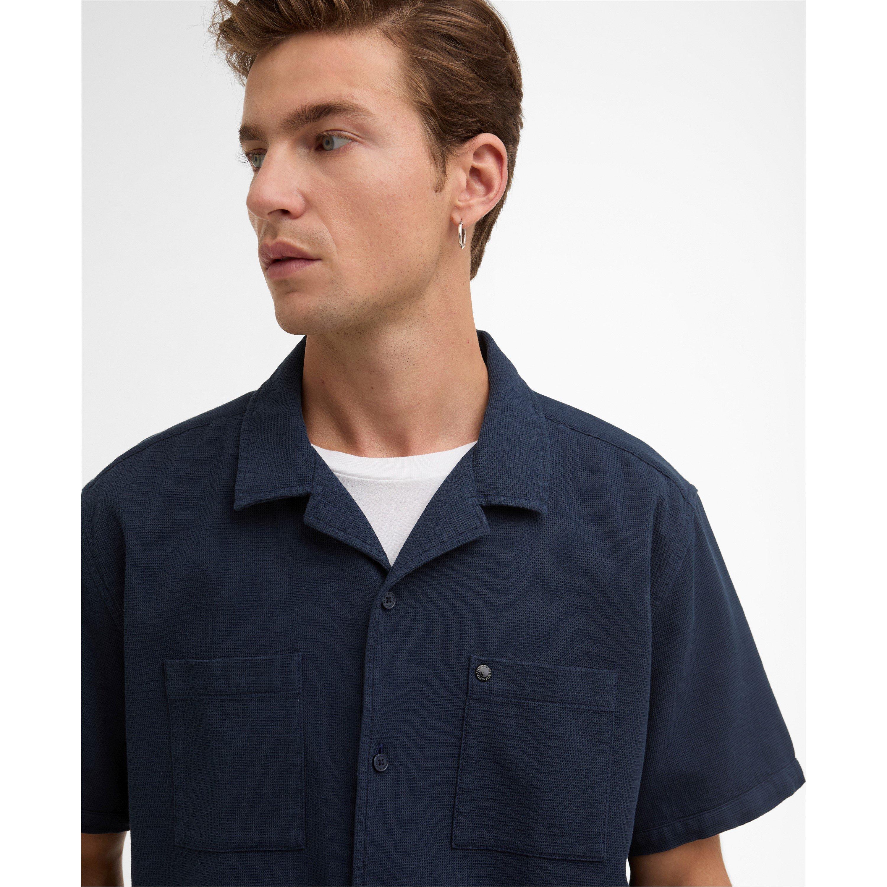 Navy NY91 - Barbour International - Men's Plain Short Sleeve Shirt - 4