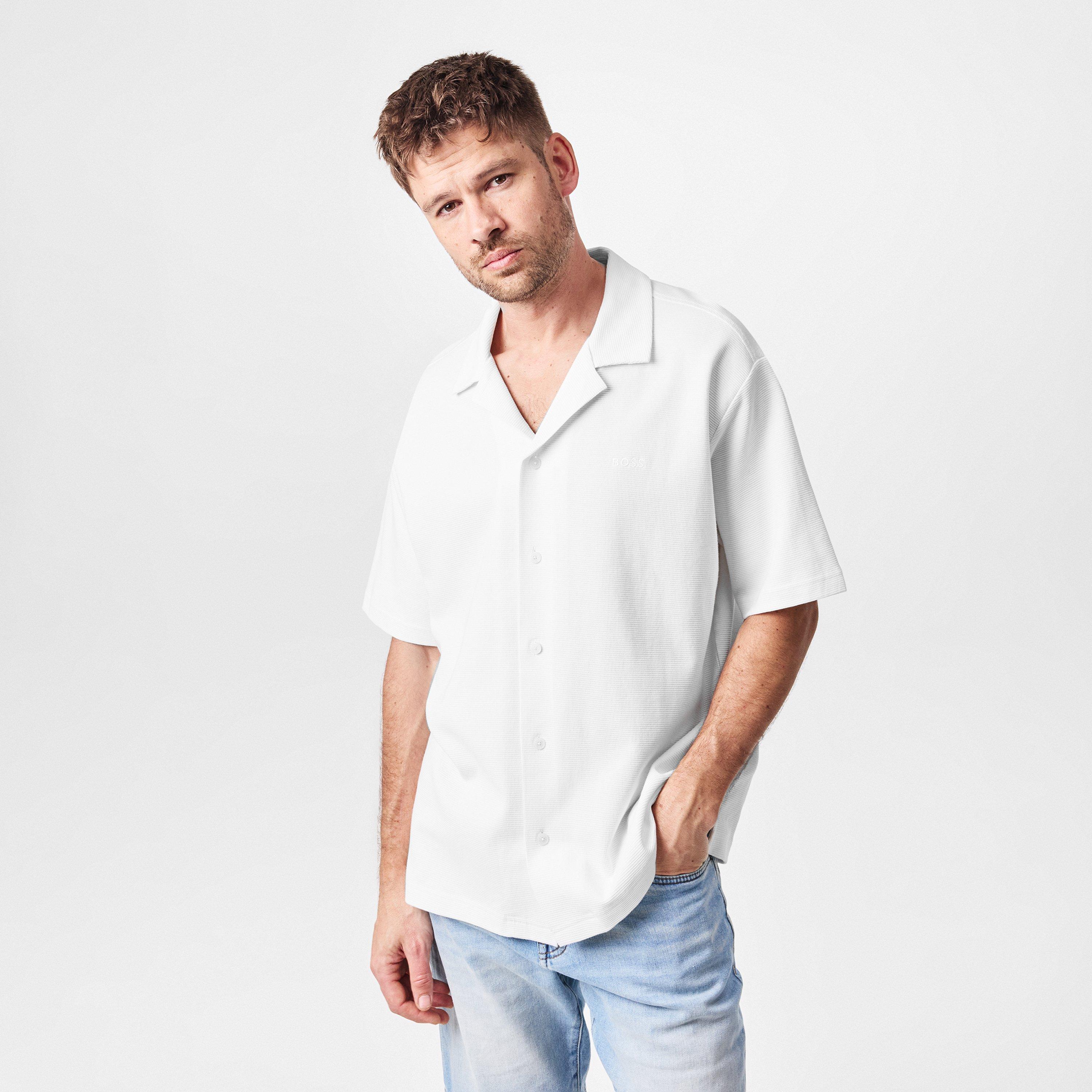 Natural 106 - Boss - Men's Embroidered Waffle Bowling Shirt - 3