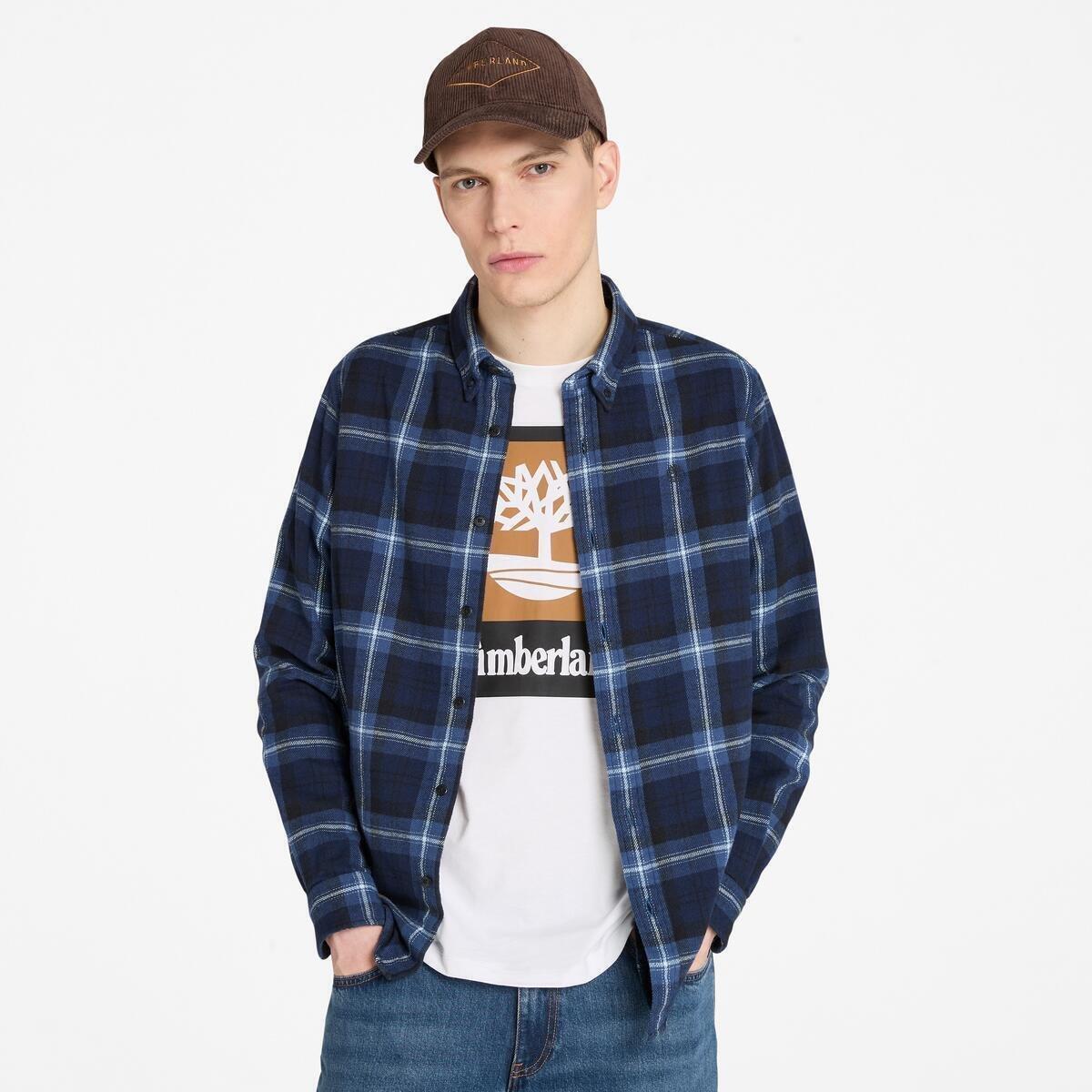 Timberland Men's Long-Sleeve Check Patterned Shirt - Peacoat - S