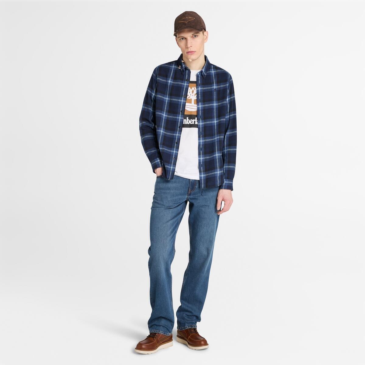 Peacoat - Timberland - Men's Long-Sleeve Check Patterned Shirt - 4