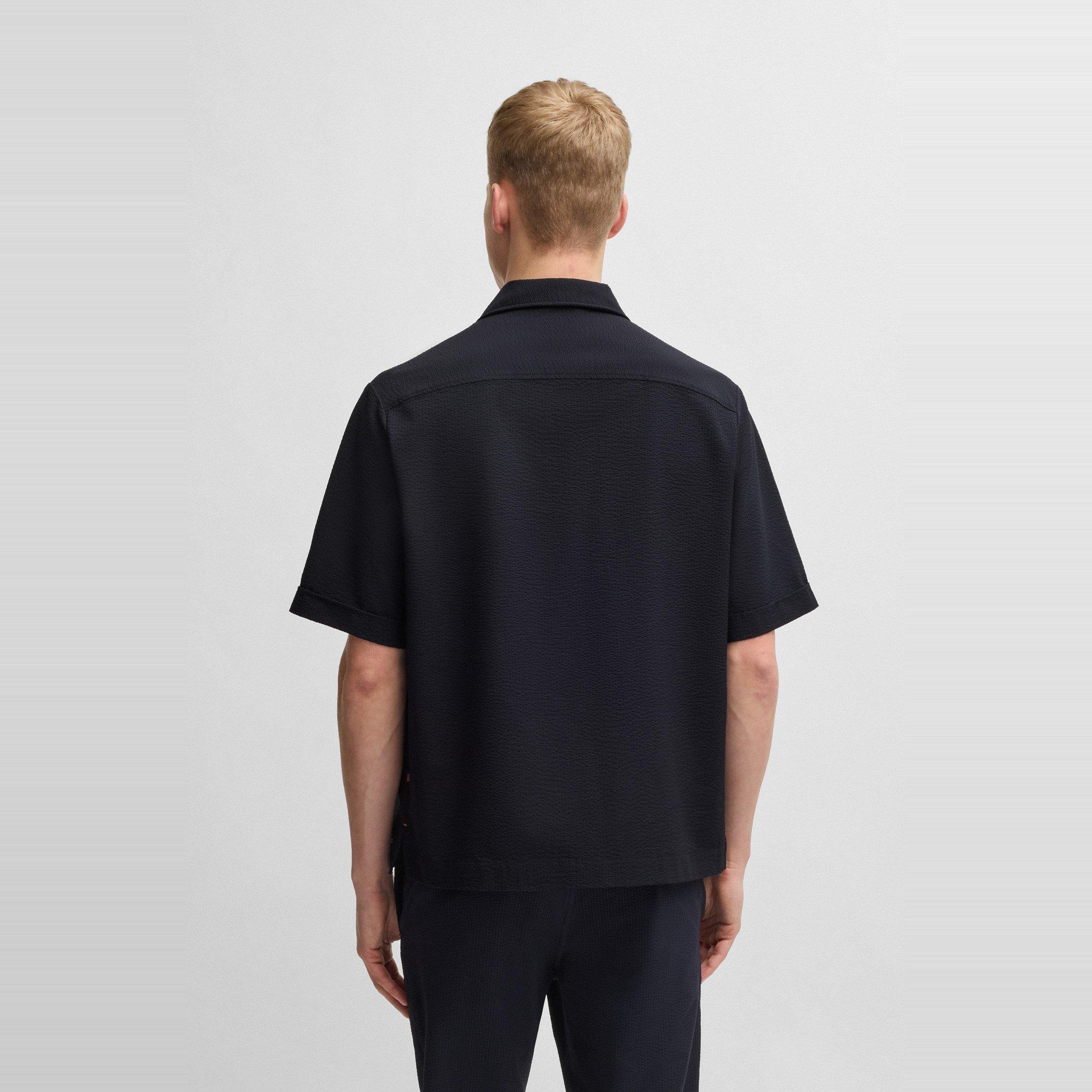 Dark Blue 404 - Boss - Men's Lapoully Seer Plain Short-Sleeve Shirt - 3