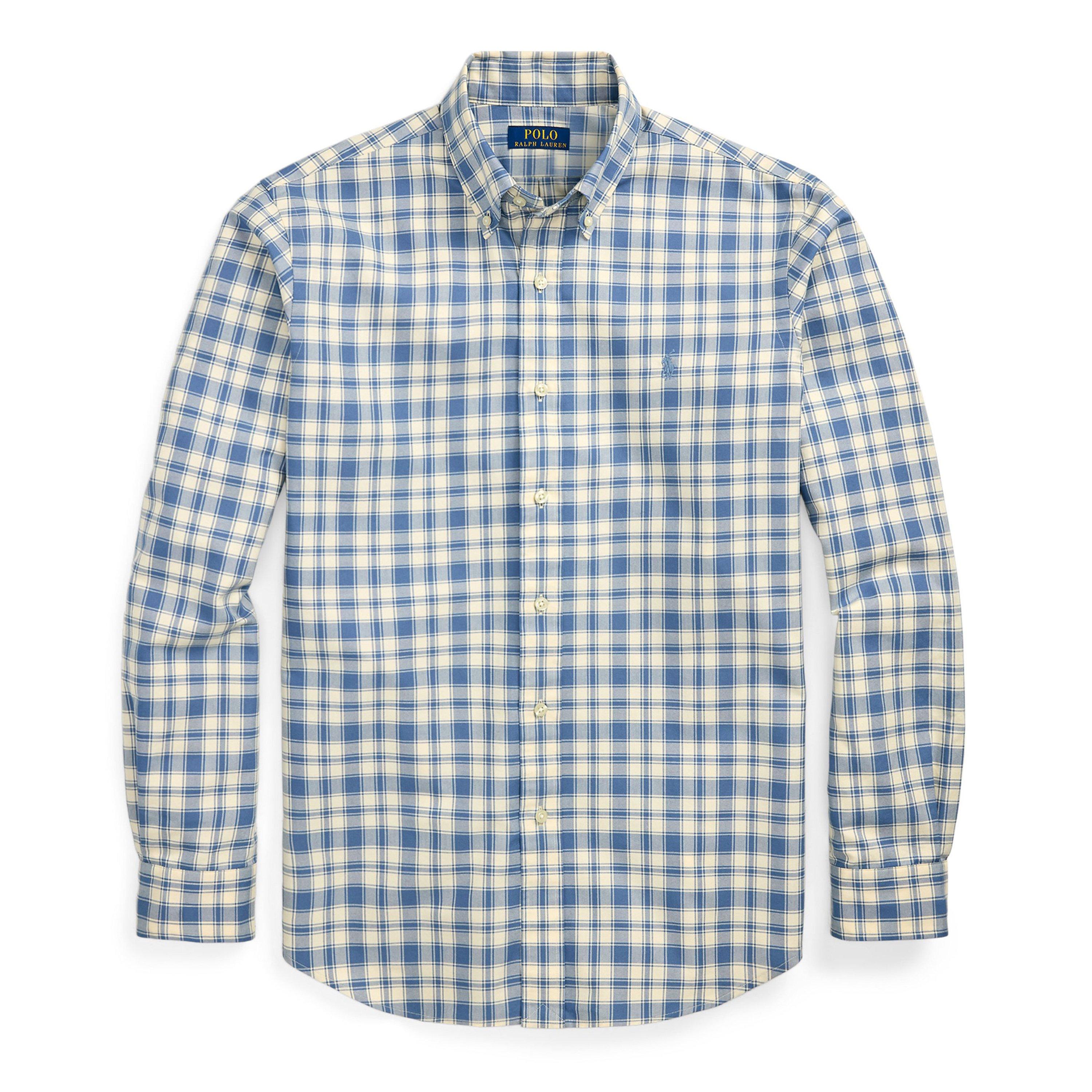 Blue Cream - Polo Ralph Lauren - Custom Fit Plaid Oxford Shirt - 1