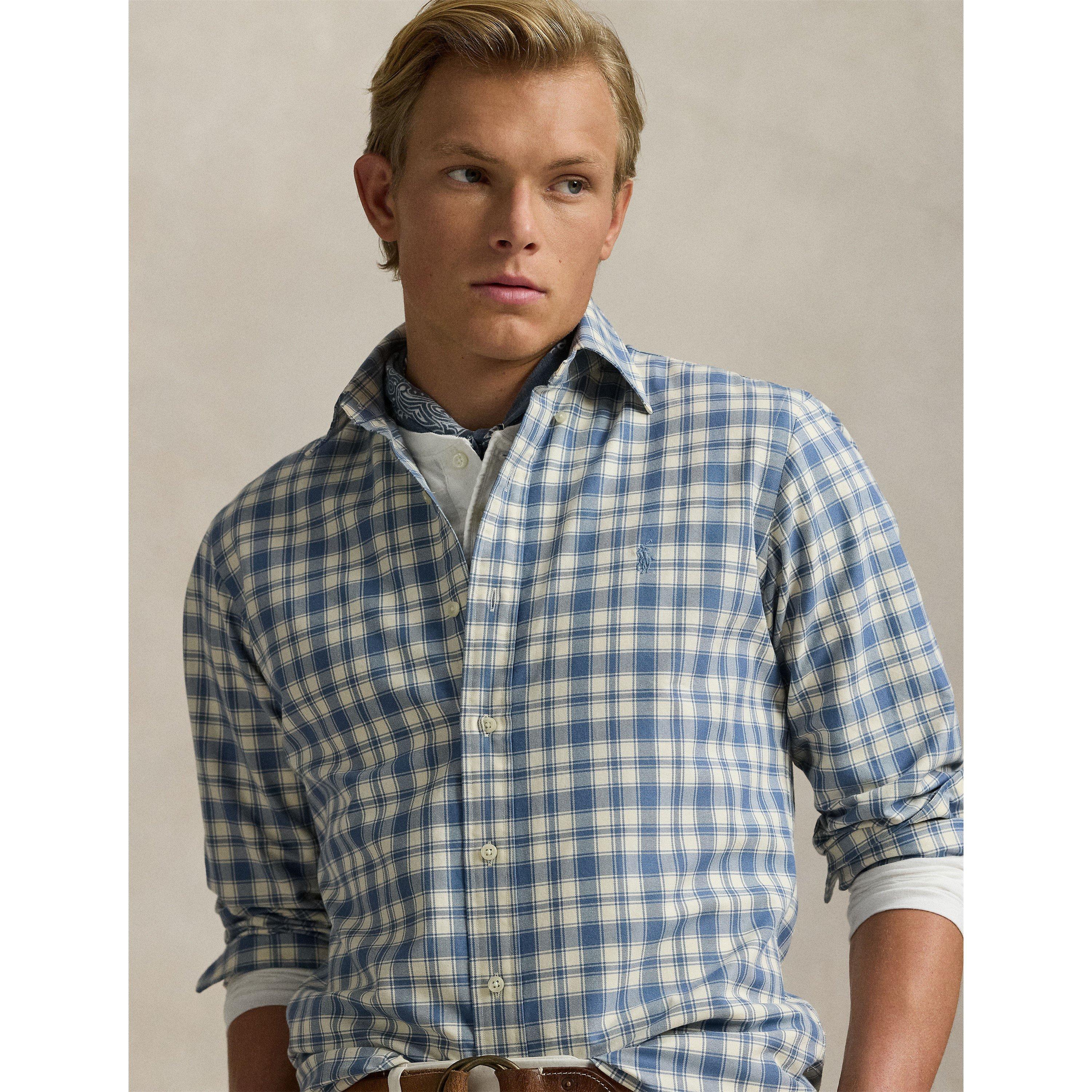 Blue Cream - Polo Ralph Lauren - Custom Fit Plaid Oxford Shirt - 4