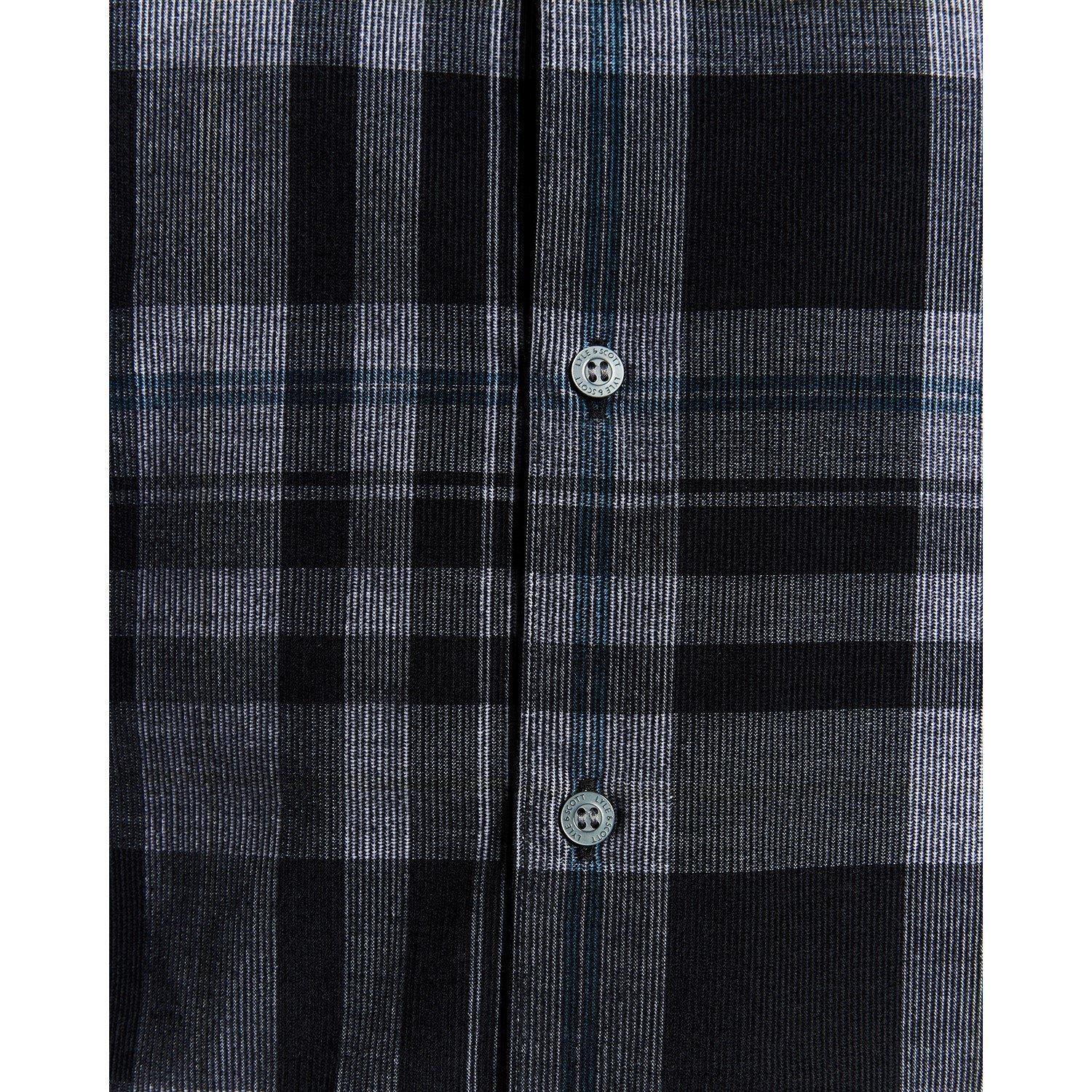 Jet Black/White - Lyle and Scott - Men's Long Sleeve Corduroy Shirt - 1