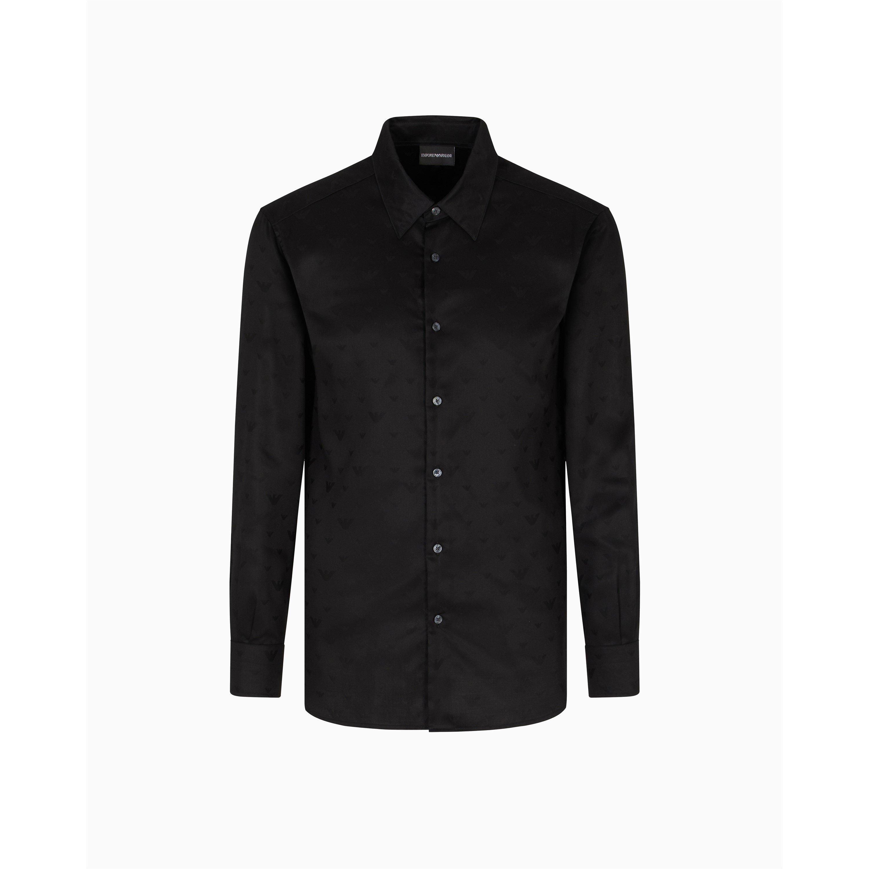 Black AOP FC218 - Emporio Armani - Men's Geometric Long Sleeve Patterned Shirt - 1