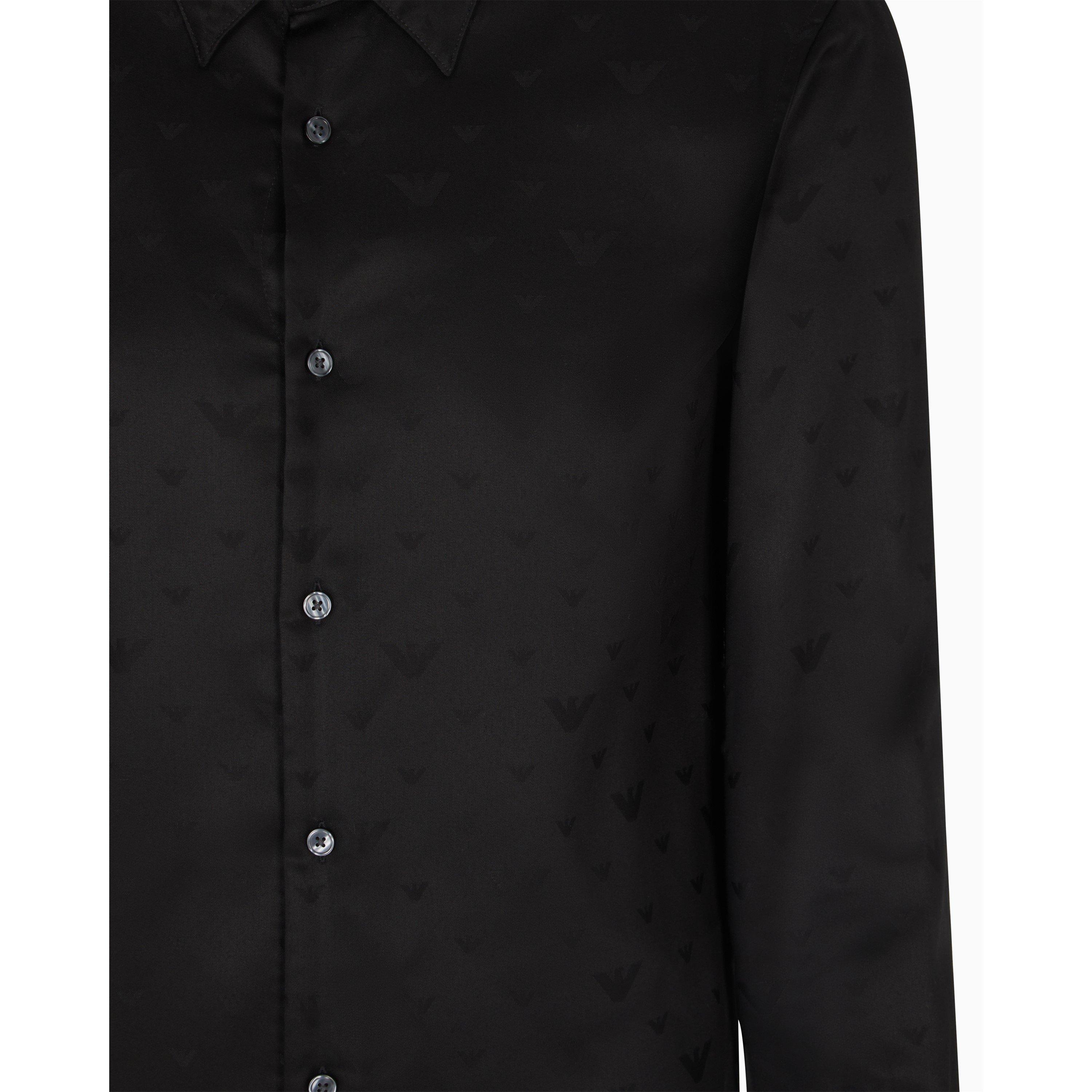 Black AOP FC218 - Emporio Armani - Men's Long-Sleeve Patterned Shirt - 2