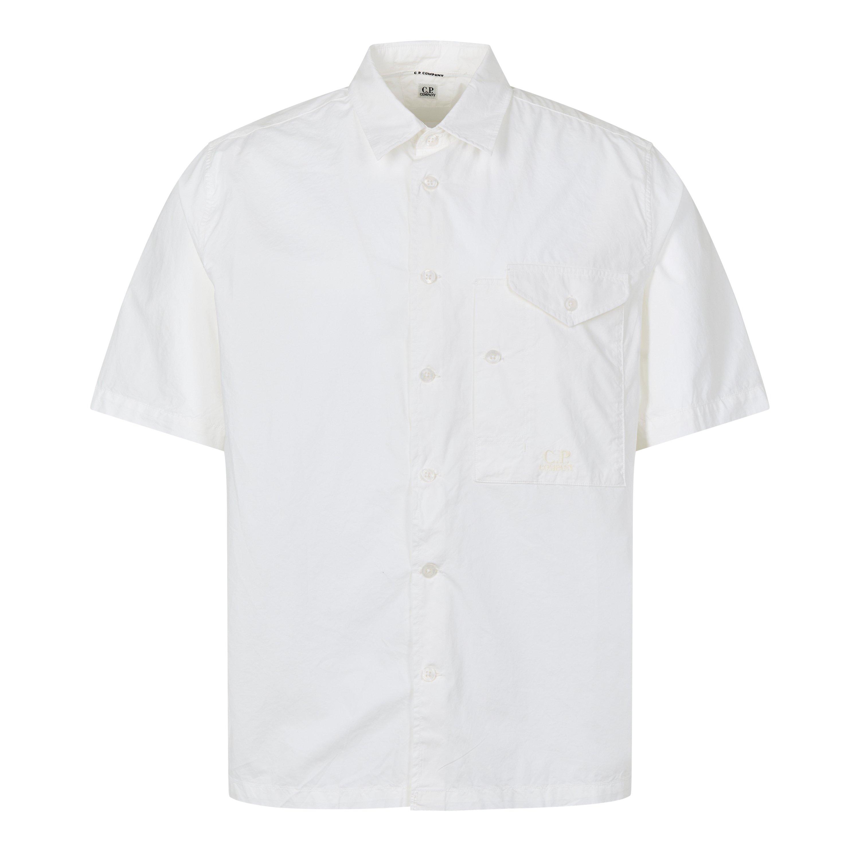 Gauze White 103 - CP Company - Short Sleeve Embroidered Logo Shirt - 1