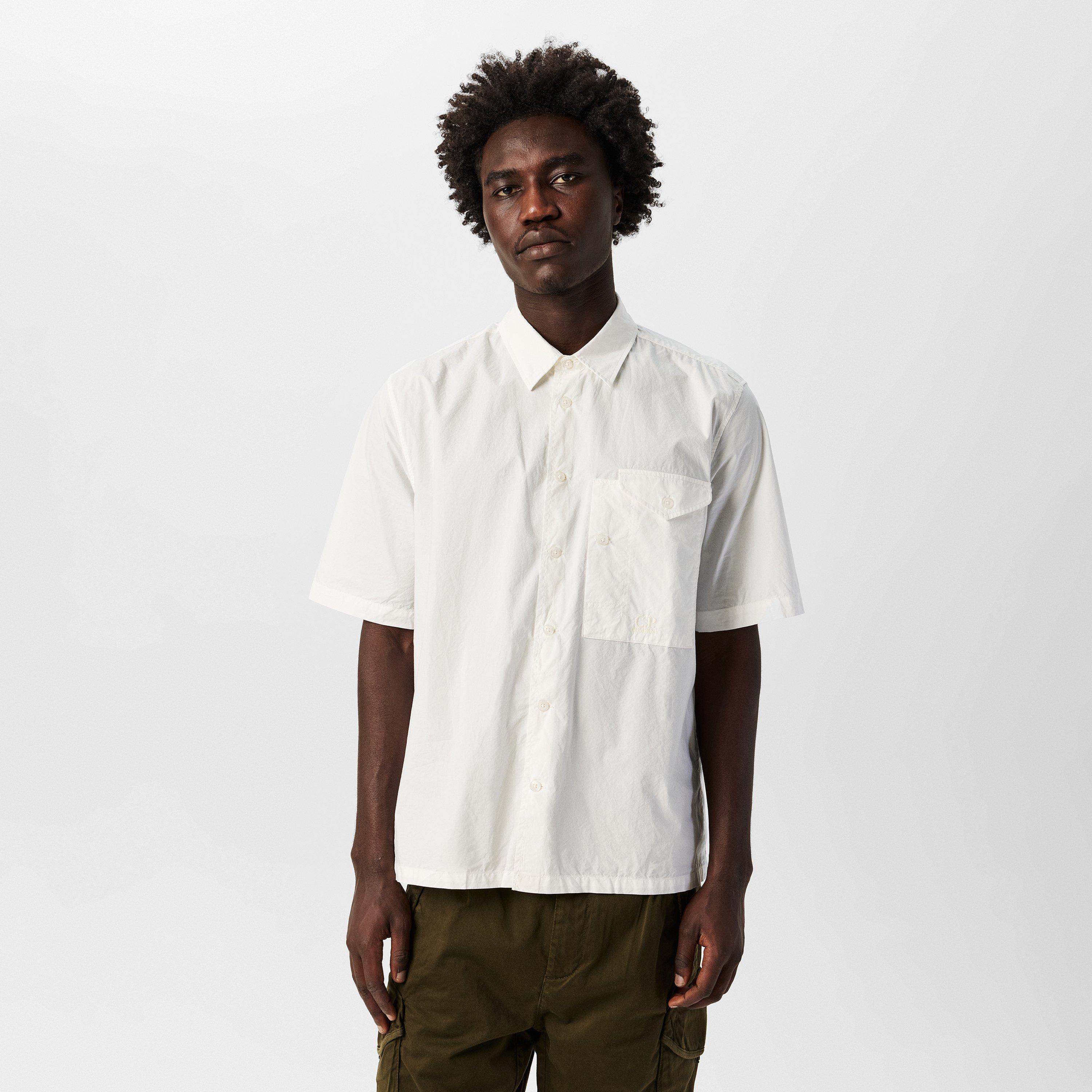 Gauze White 103 - CP Company - Short Sleeve Embroidered Logo Shirt - 3