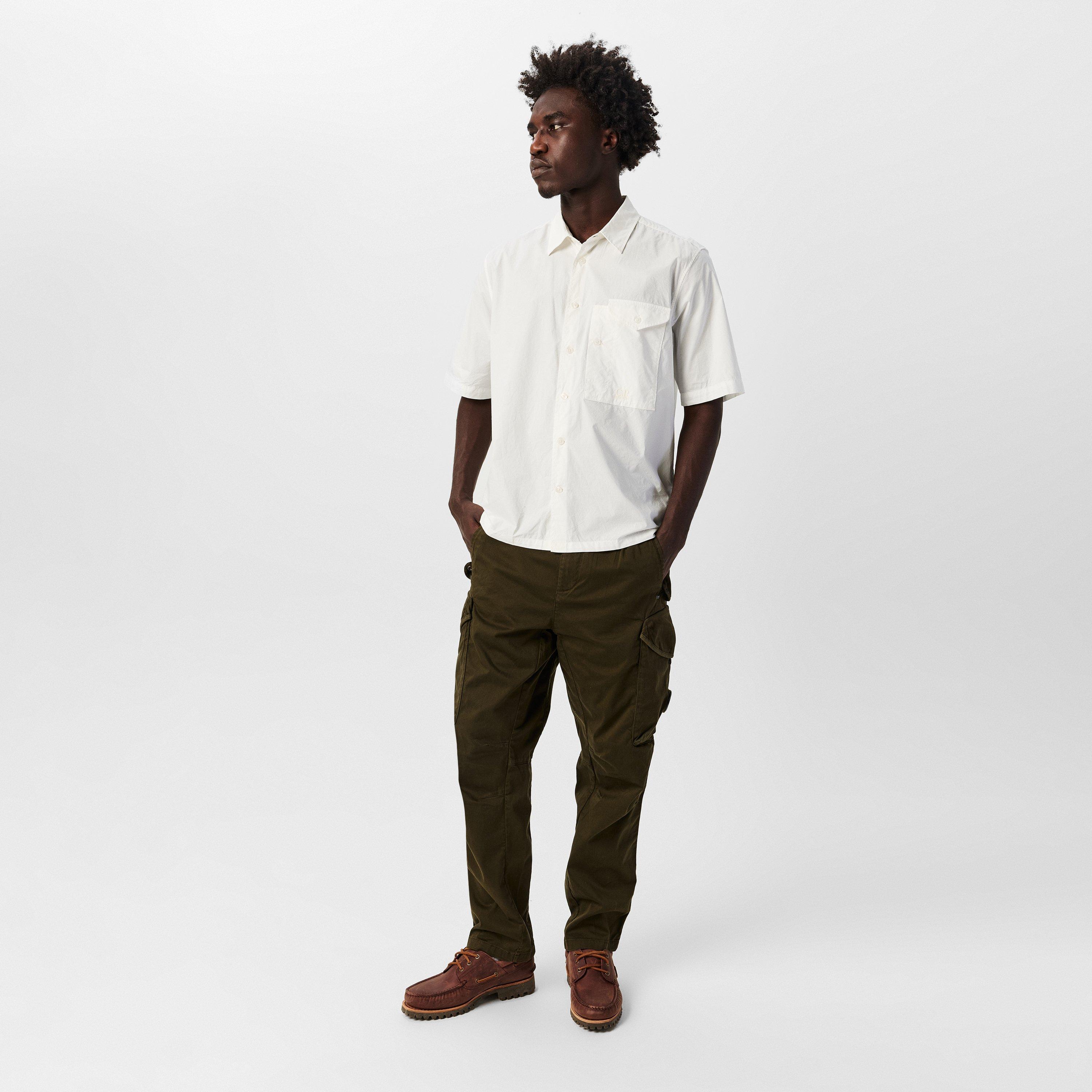 Gauze White 103 - CP Company - Short Sleeve Embroidered Logo Shirt - 6