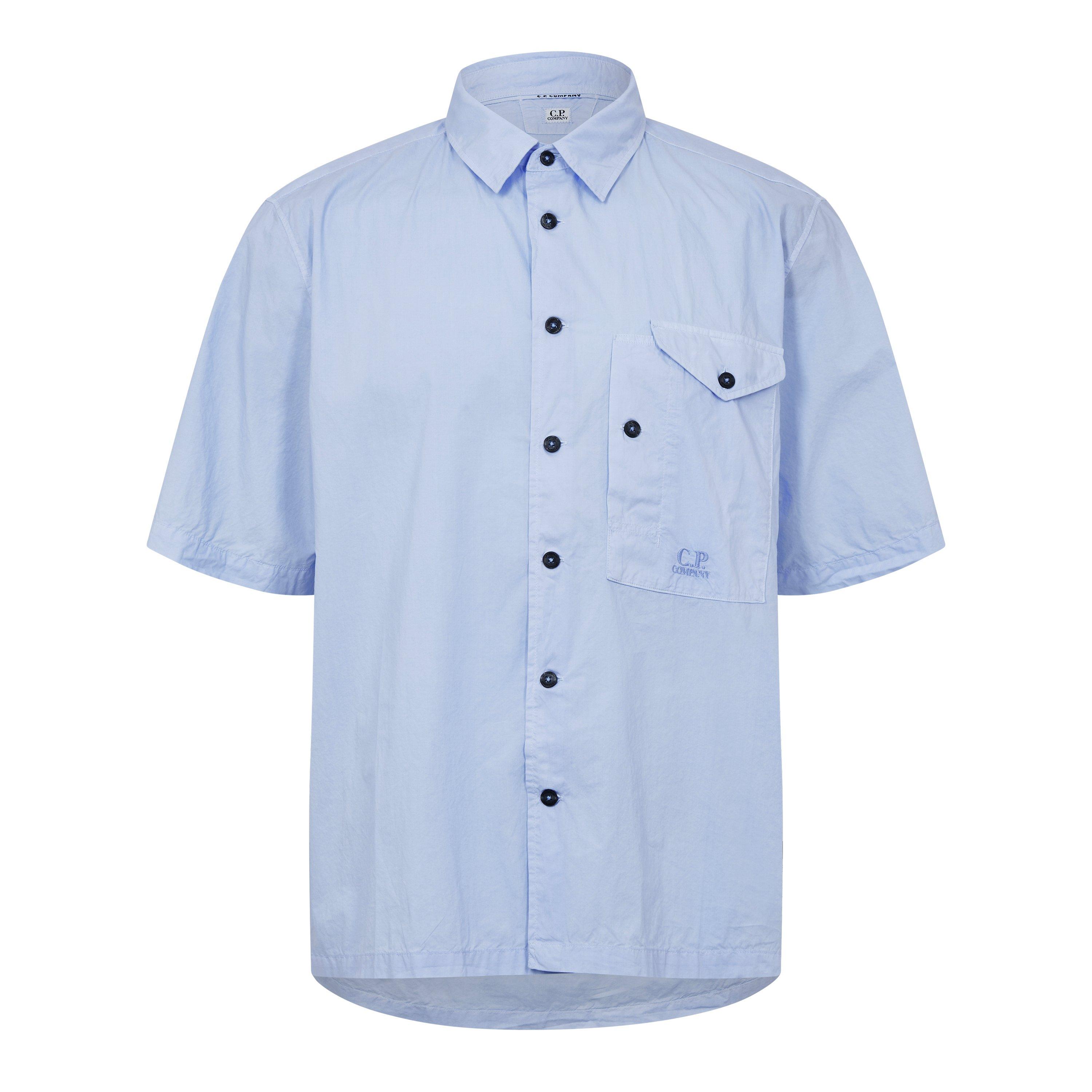 CP Company Short Sleeve Embroidered Logo Shirt - Cerulean 814 - Size S (46)
