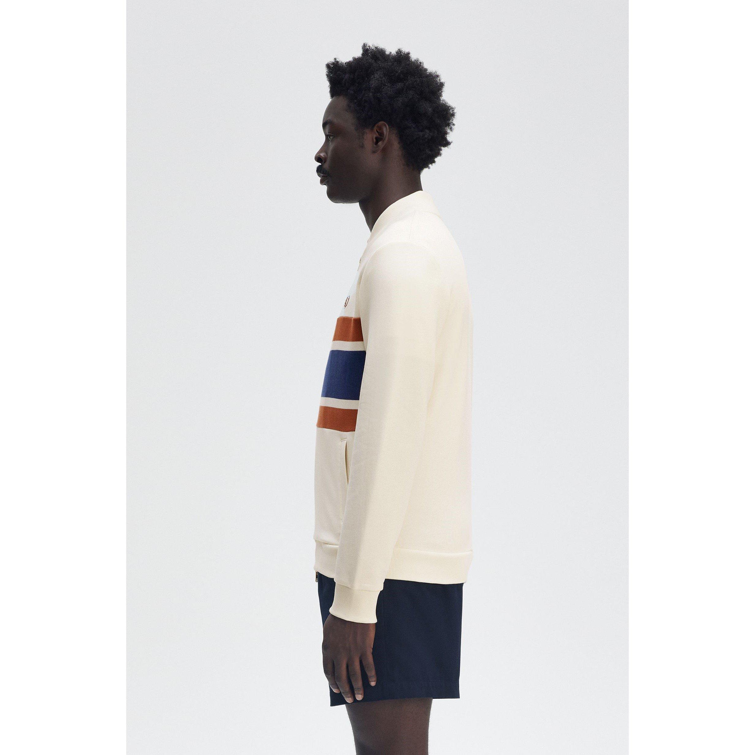 Light Ecru 760 - Fred Perry - Men's Panelled Full-Zip Fleece - 4