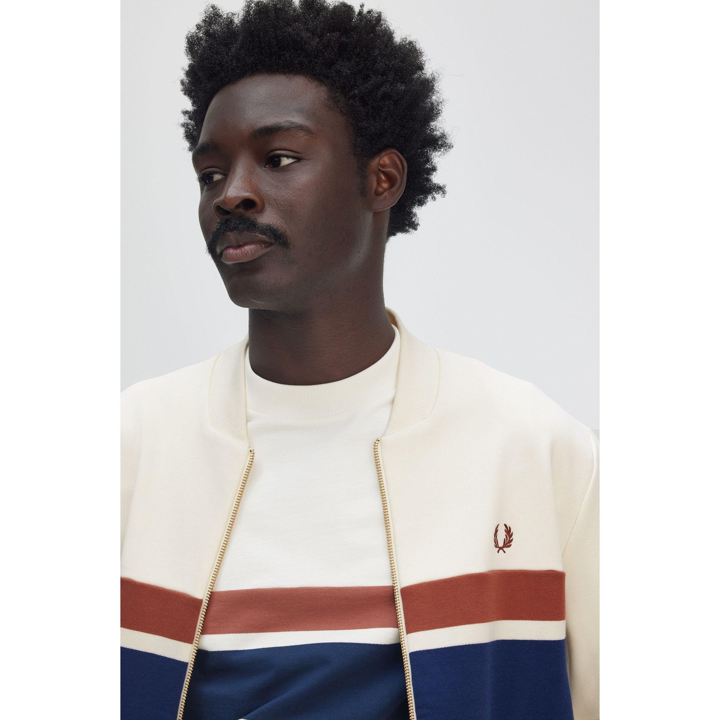 Light Ecru 760 - Fred Perry - Men's Panelled Full-Zip Fleece - 5