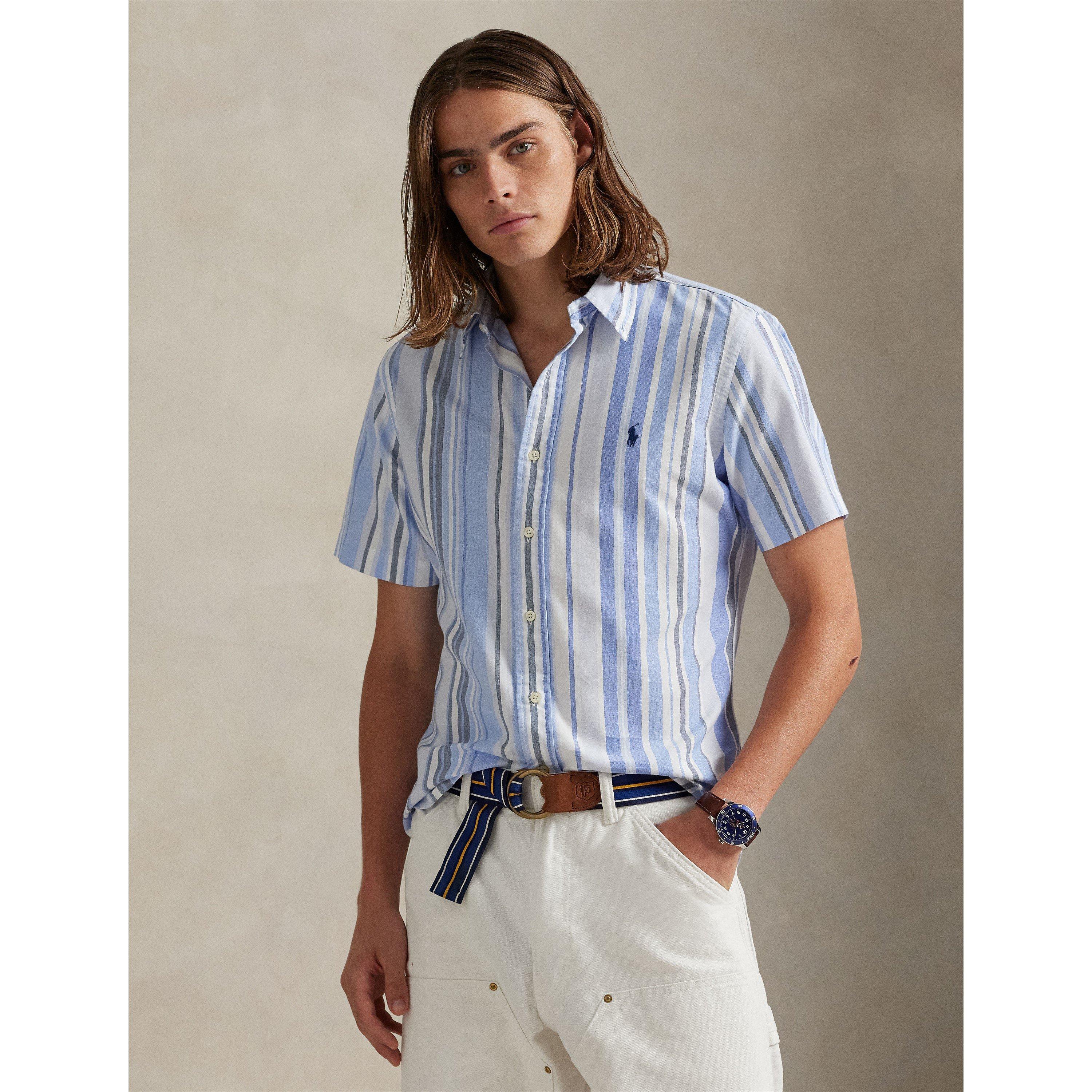 Blue Multi - Polo Ralph Lauren - Custom Fit Striped Oxford Shirt - 3