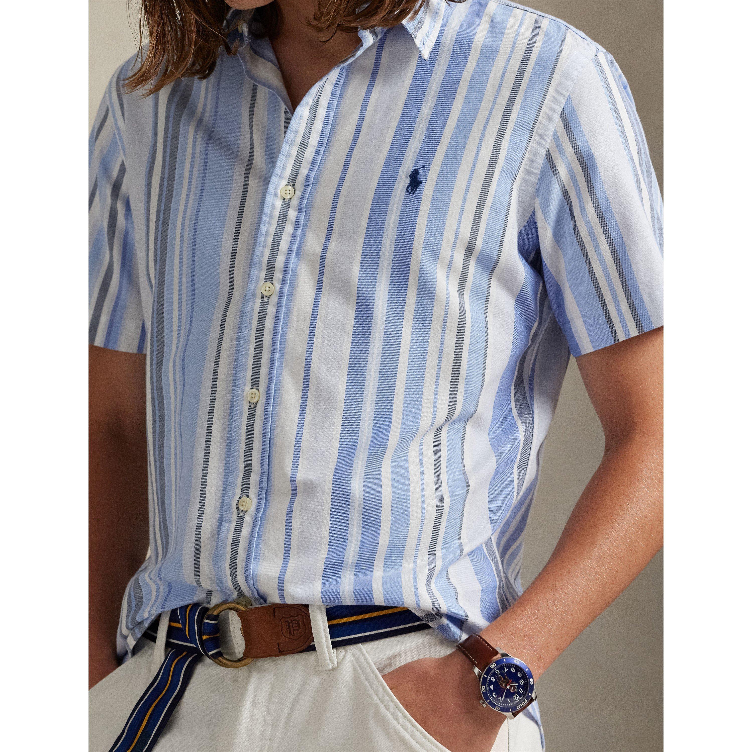 Blue Multi - Polo Ralph Lauren - Custom Fit Striped Oxford Shirt - 5