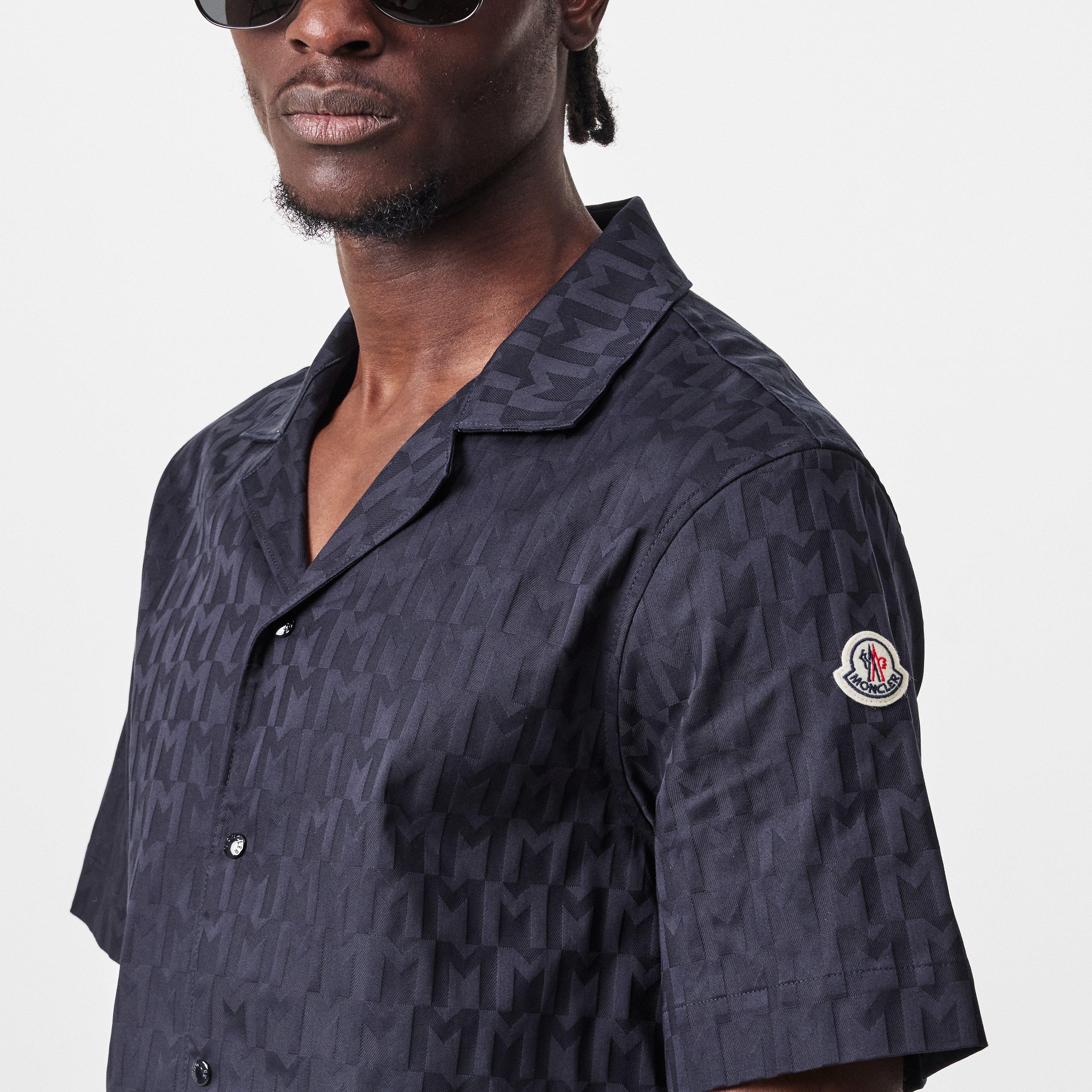 Navy F77 - Moncler - Men's Short-Sleeve Patterned Shirt - 5