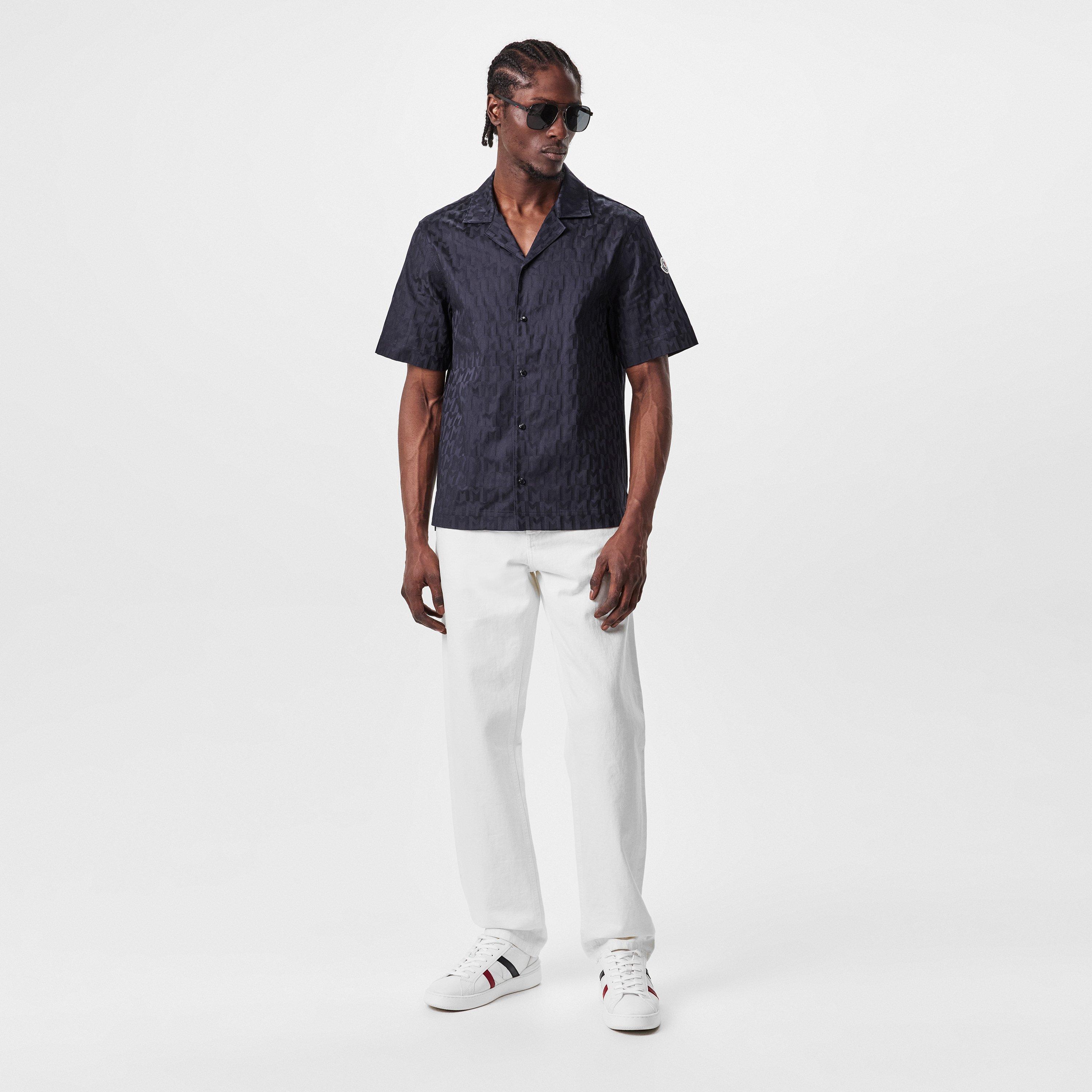 Navy F77 - Moncler - Men's Short-Sleeve Patterned Shirt - 6