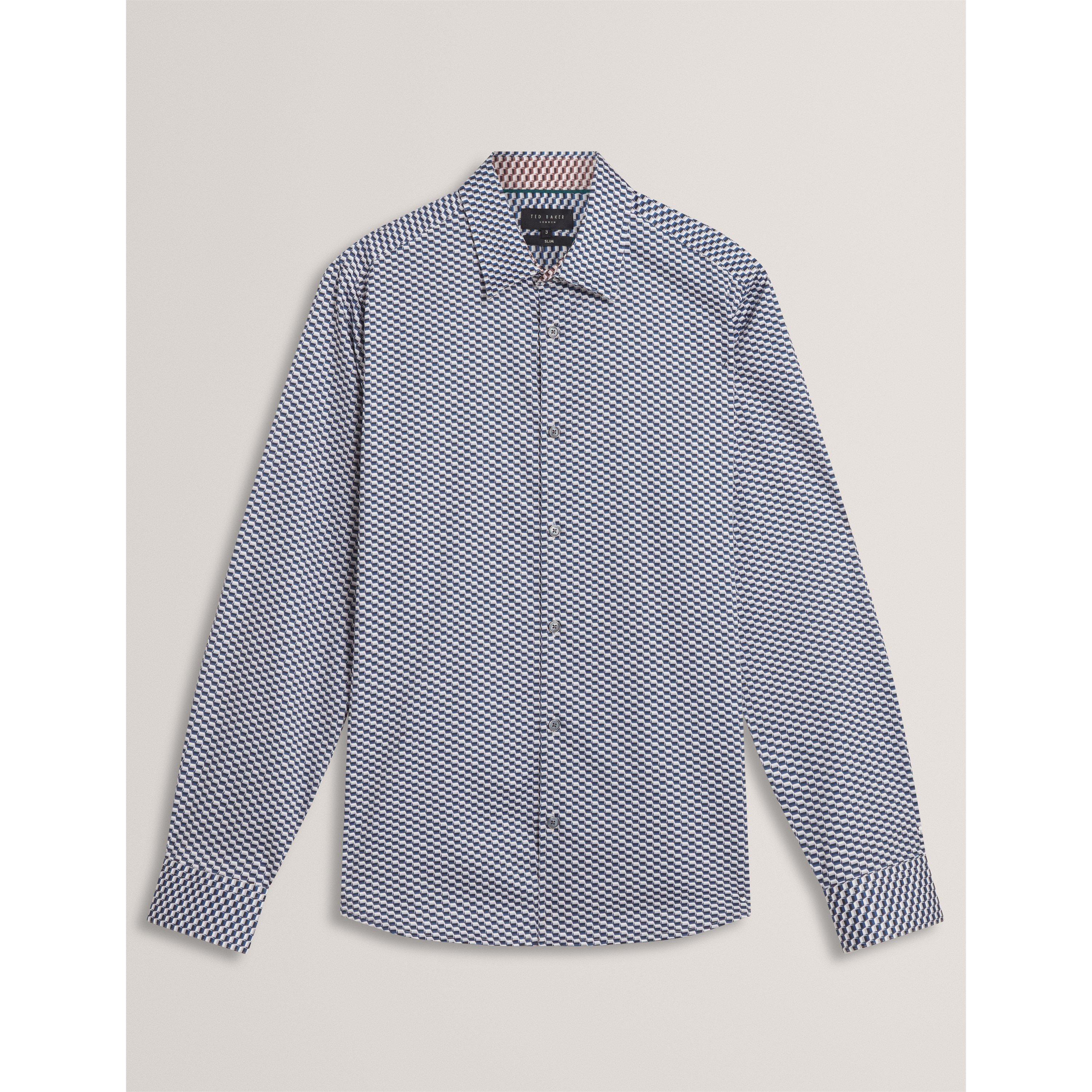 Bleu moyen - Ted Baker - Ted Slm Geo Shirt Sn71 - 1