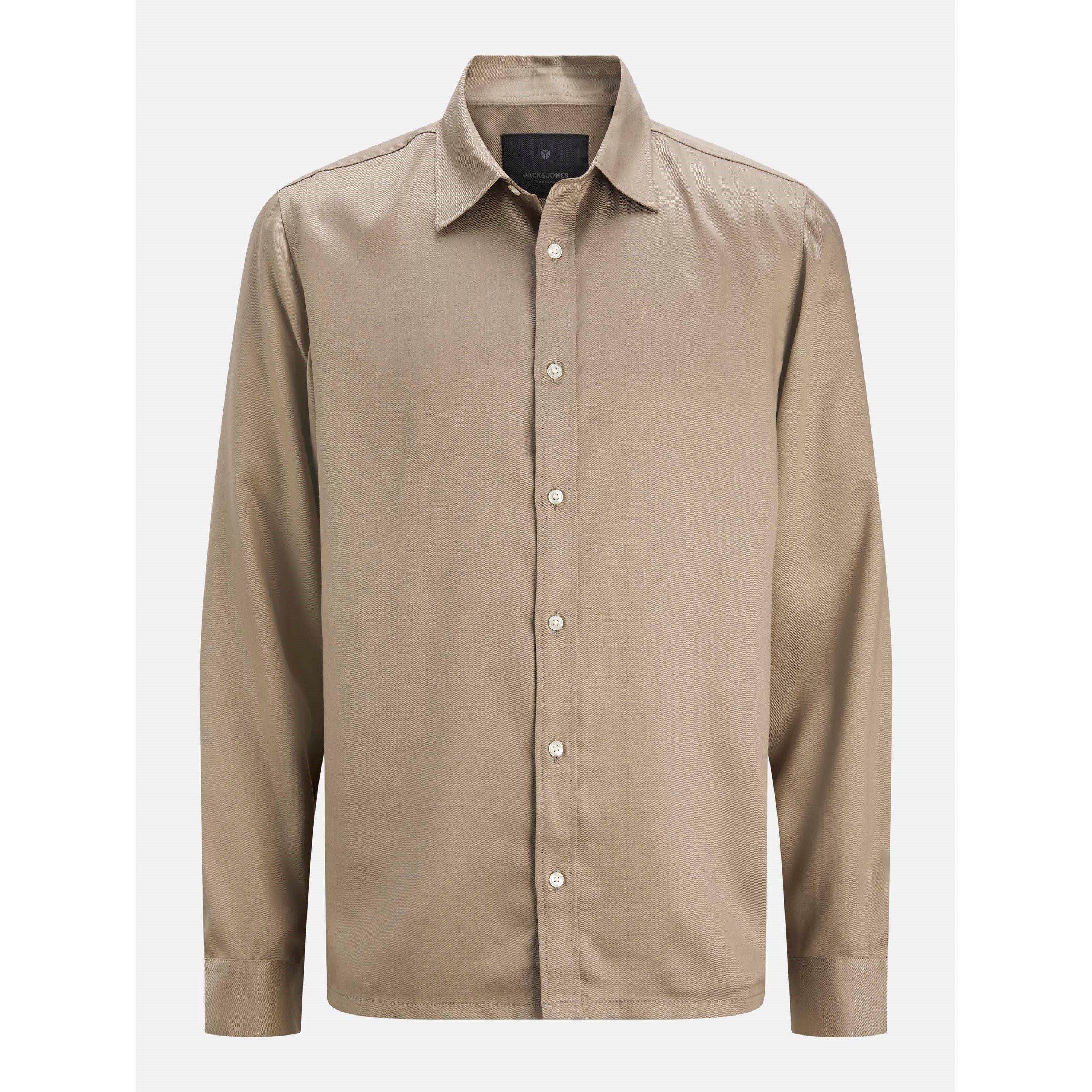 Greige - Jack and Jones - Men's Jprblamilo Long Sleeve Plain Shirt