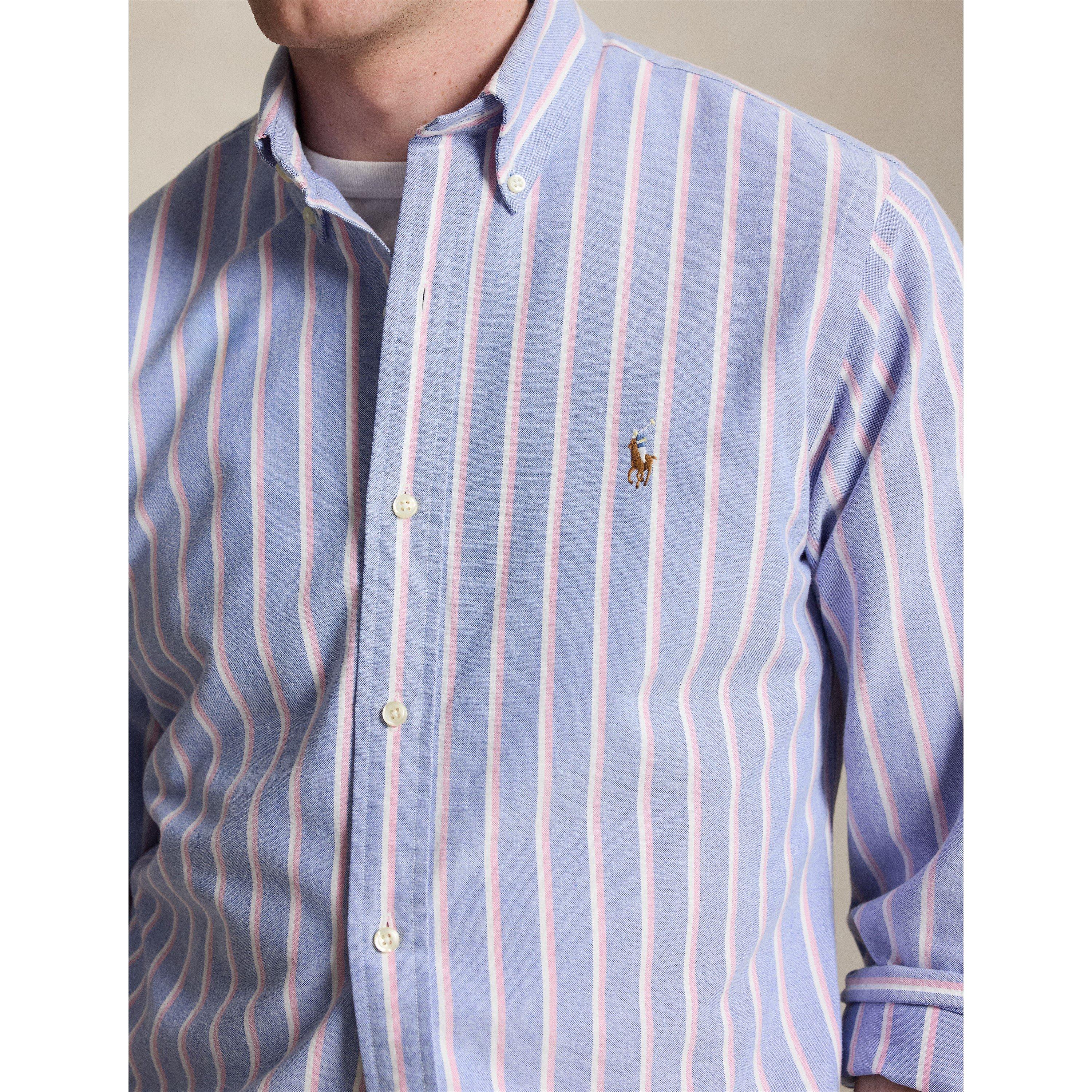 Blue/Pink - Polo Ralph Lauren - Men's Long Sleeve Oxford Shirt - 4
