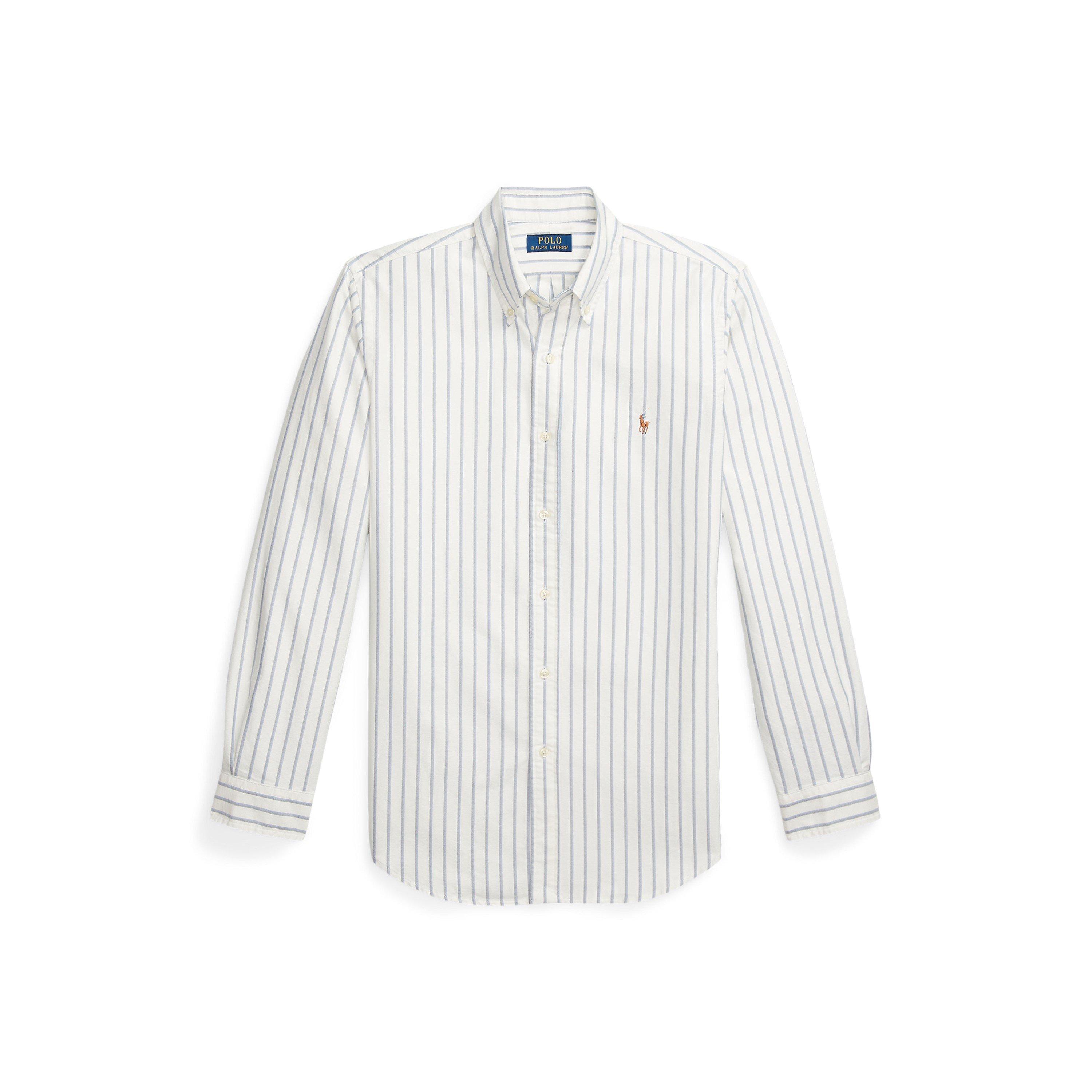 Polo Ralph Lauren Men's White/Blue -Coloured Striped Poplin Shirt - XL
